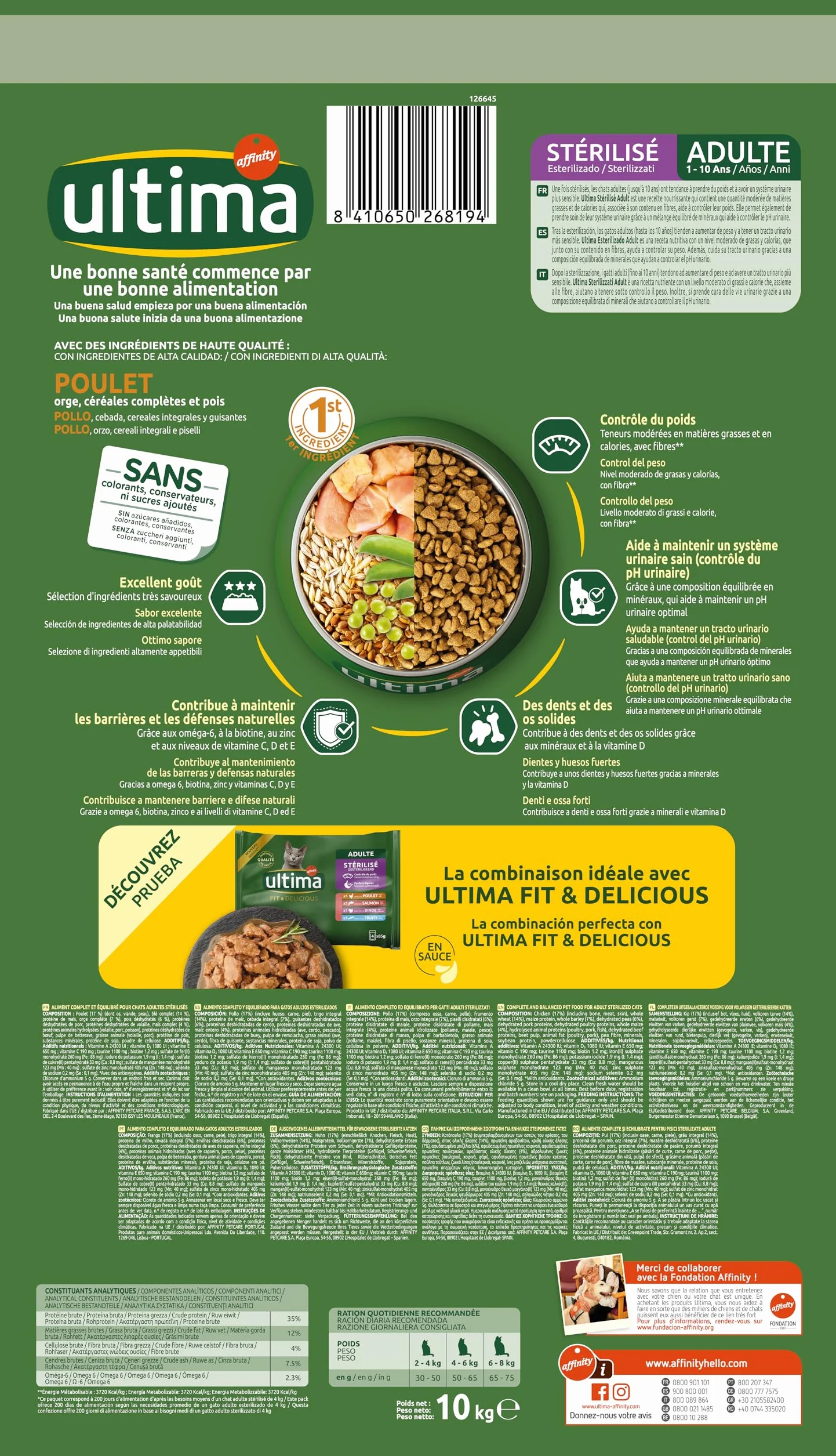 Ultima Esterilizado Adult Pollo - Comida Seca para Gatos - 10kg
