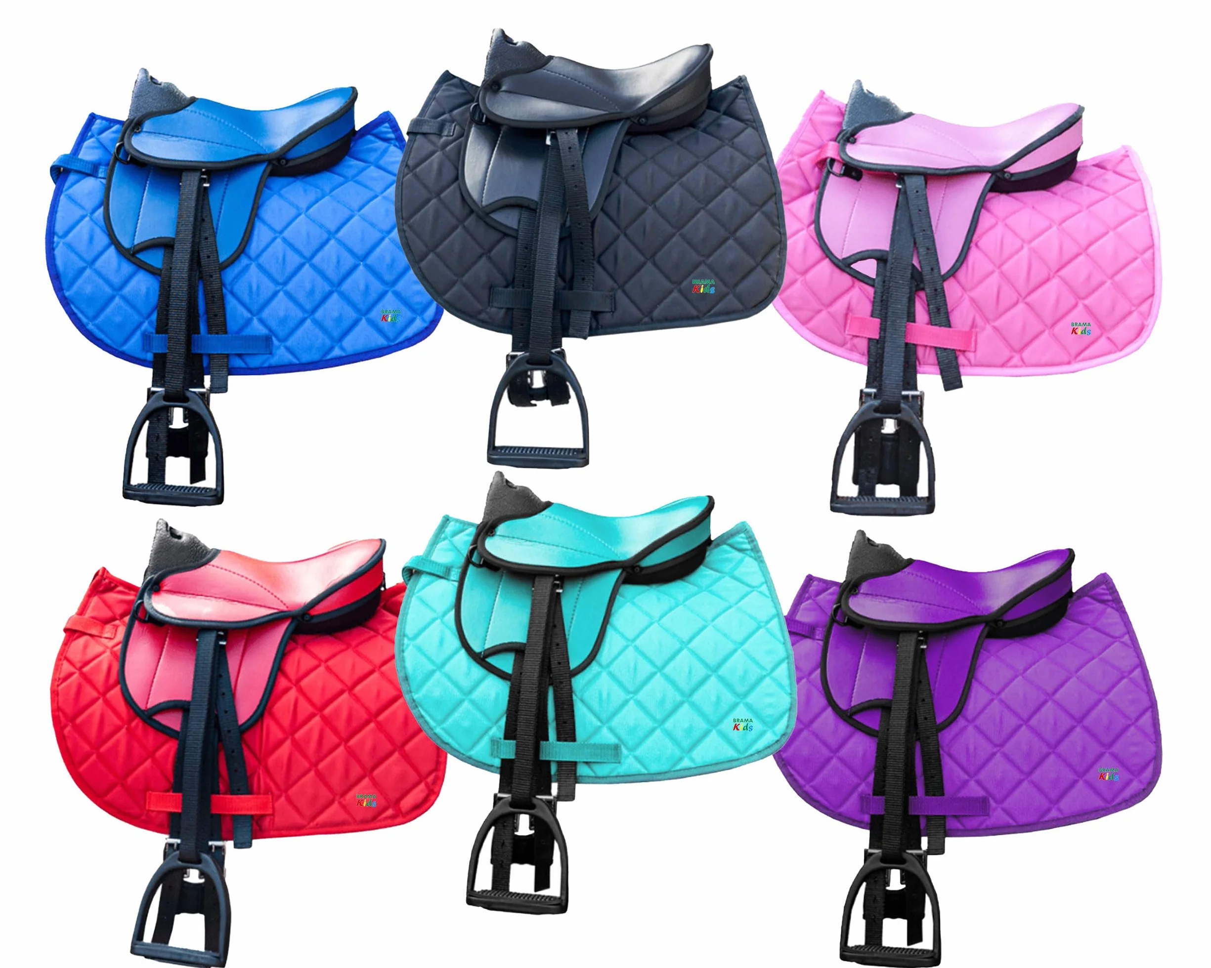 Brama West Juego de silla para shetty infantil "My Little Pony" | Silla para shetty, caballo de madera, caballo de peluche | con funda de silla, cinturón de silla, estribos y correa de estribo - Rosa