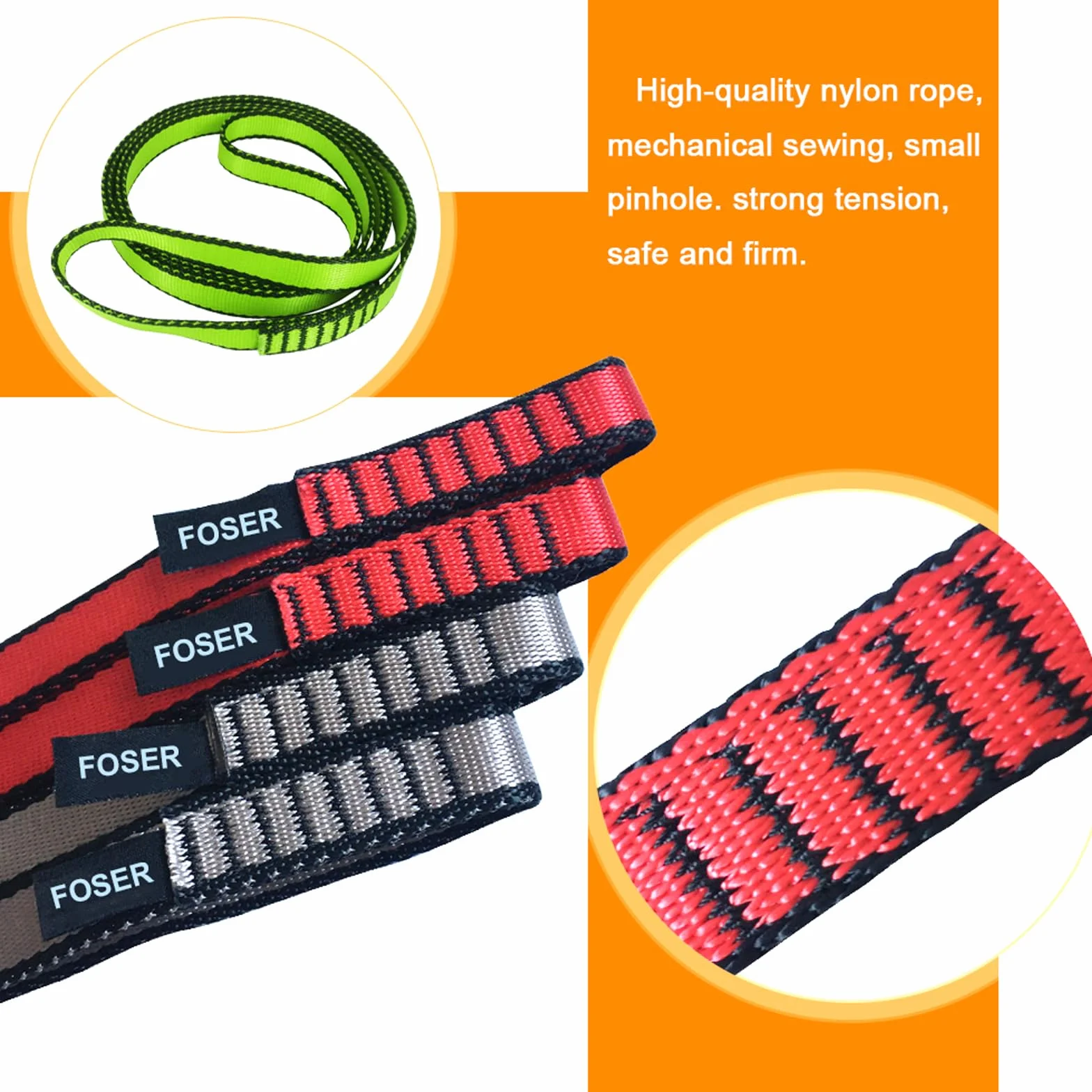 FOSER Eslinga de Escalada de Nailon 18mm 23KN Cuerda de Nailon