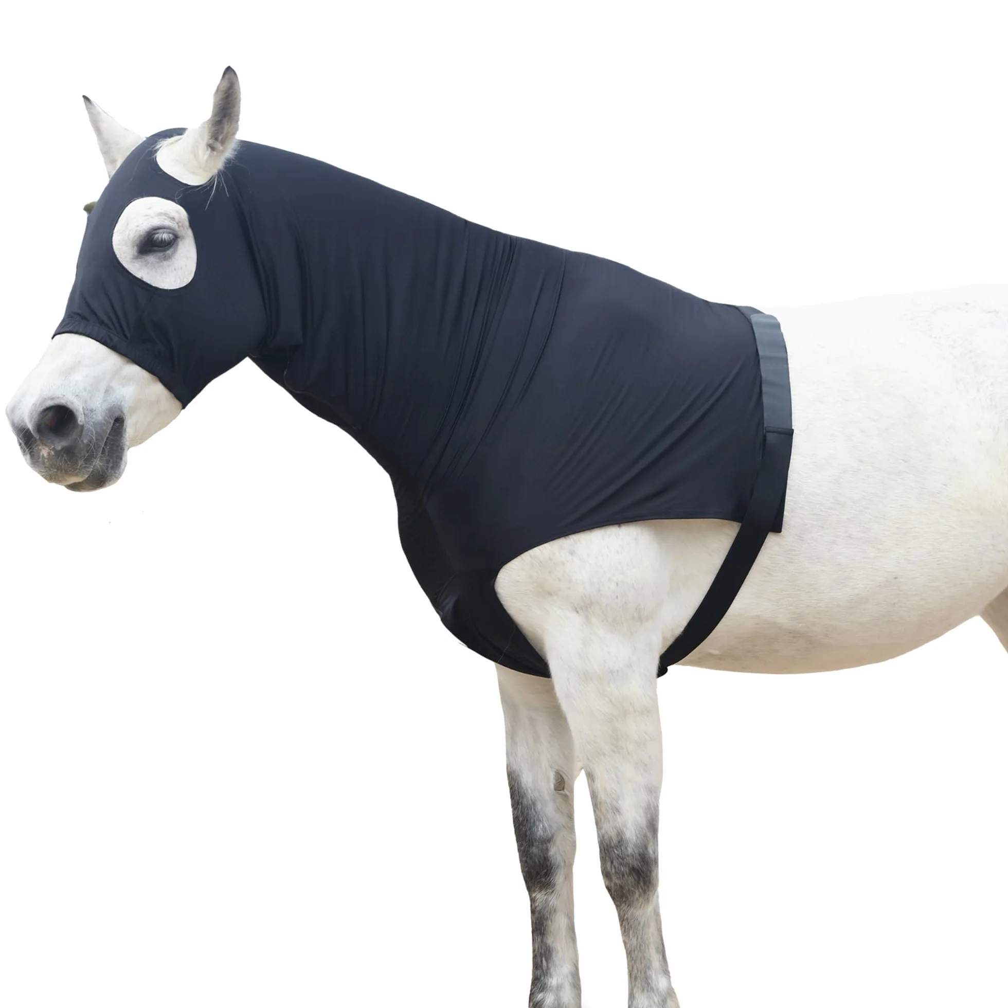 Capucha Elástica con Cremallera para Caballo Protección Cuello y Cabeza