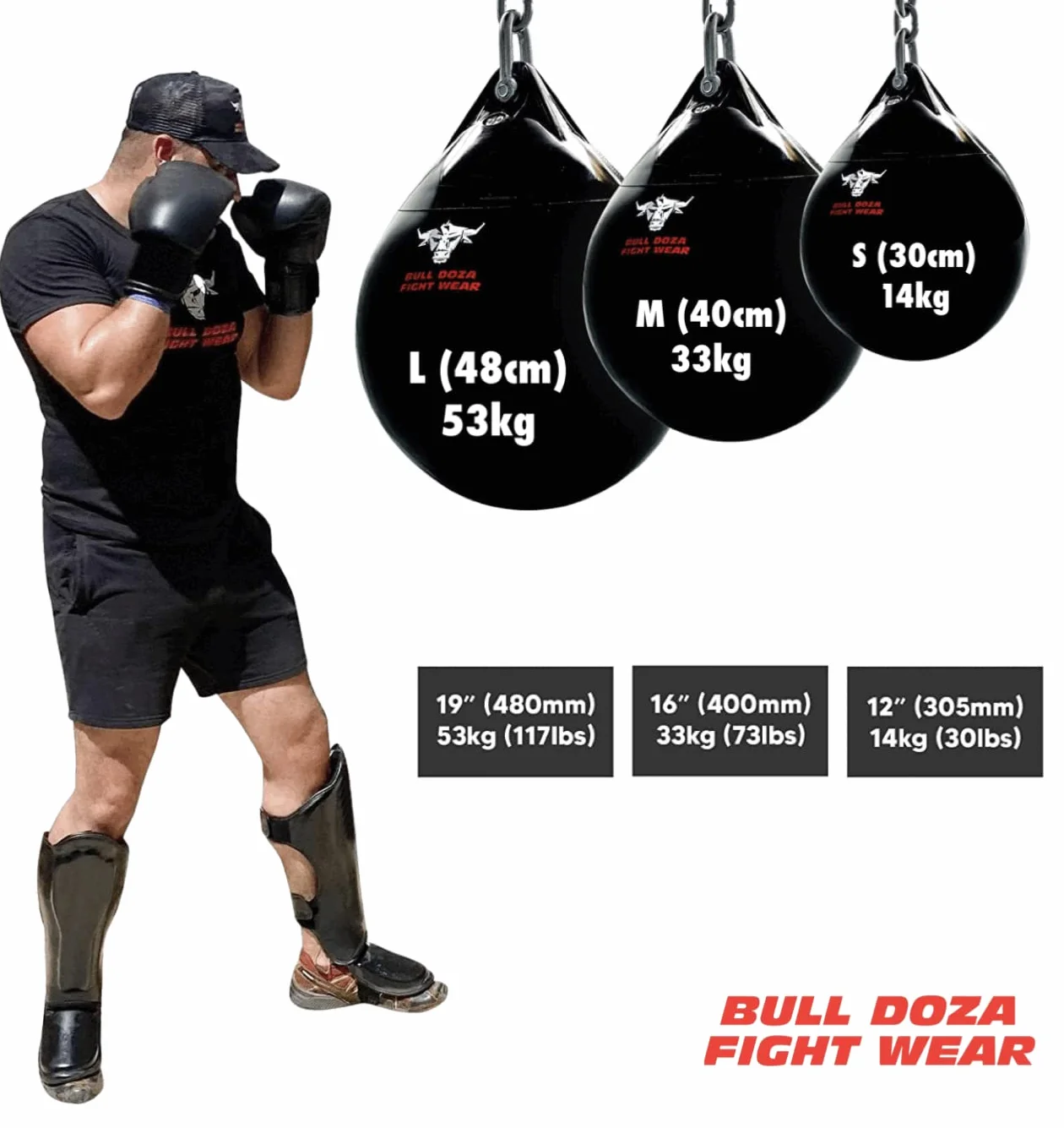 Bull Doza Fight Wear Saco de Boxeo de Agua Resistente Impermeable