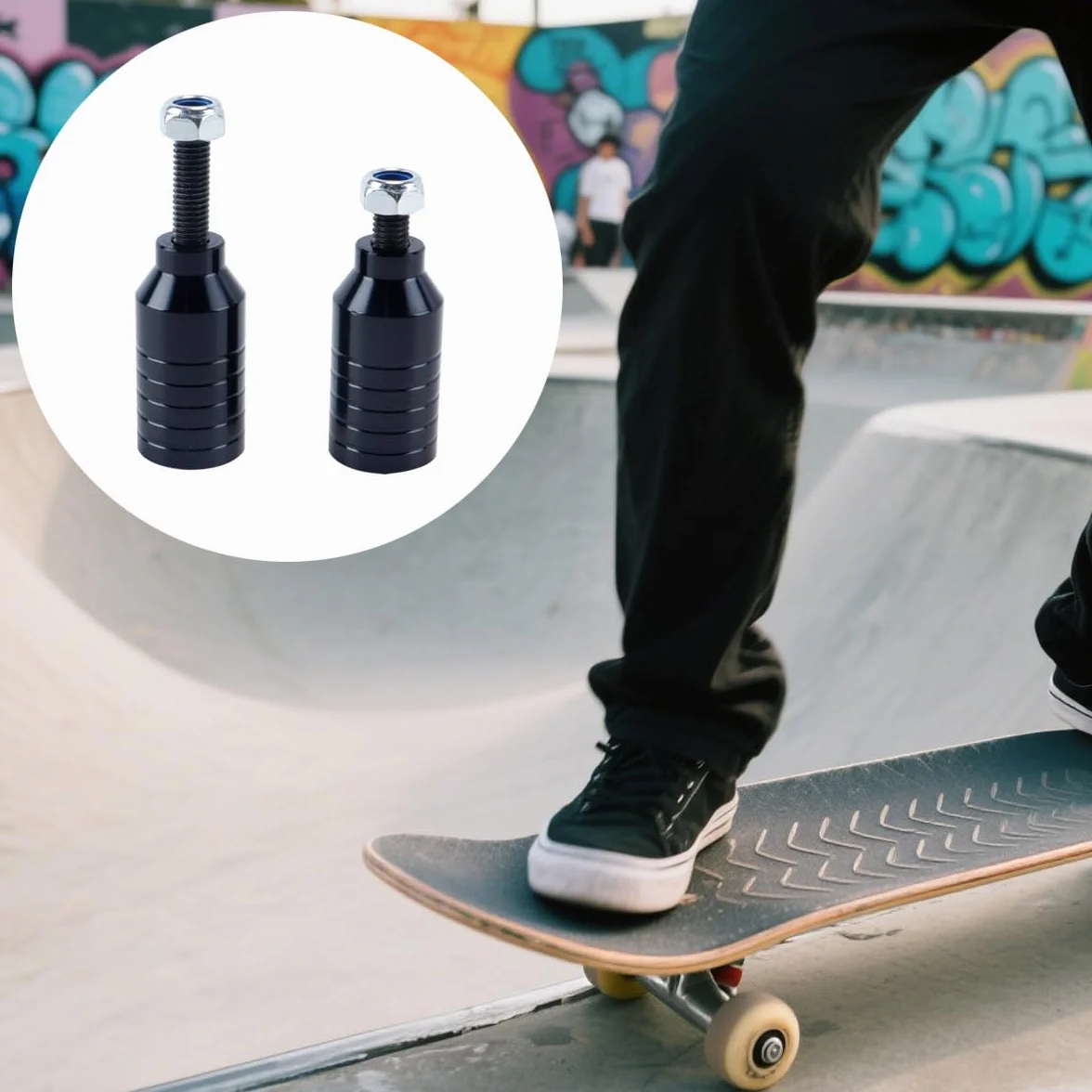 Estribos para patinete acrobático Pro Stunt de aluminio negro arcoíris 12,9 pasos tuerca montaje grinds 5050