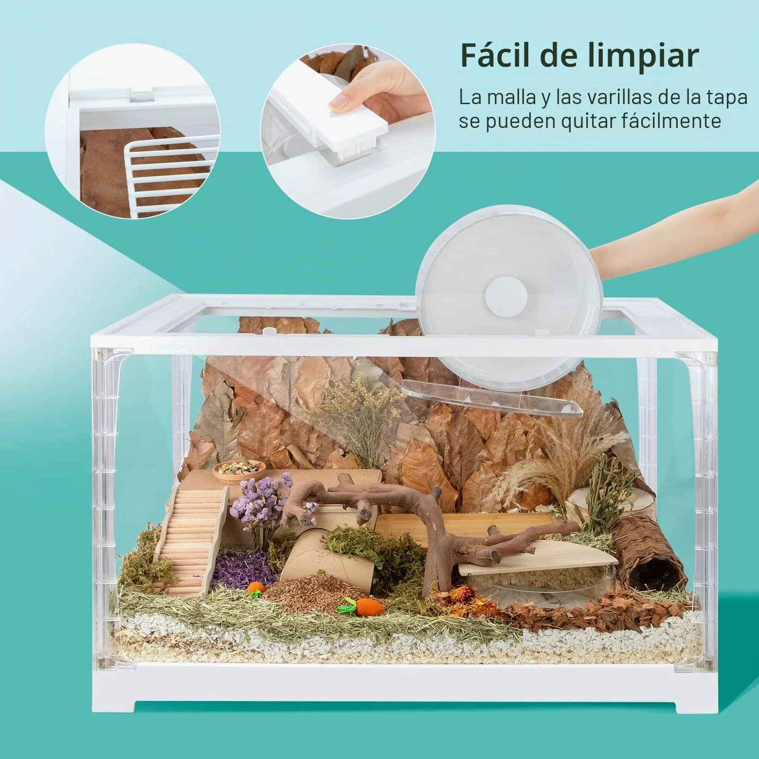 Niteangel Jaula para Hámster Serie Stacker: Encerramiento Apilable y Amplio de Vidrio para Hámsters, Gerbos, Lemmings, Degús u Otros Animales Pequeños de Tamaño Similar (Vidrio en los 4 Lados)