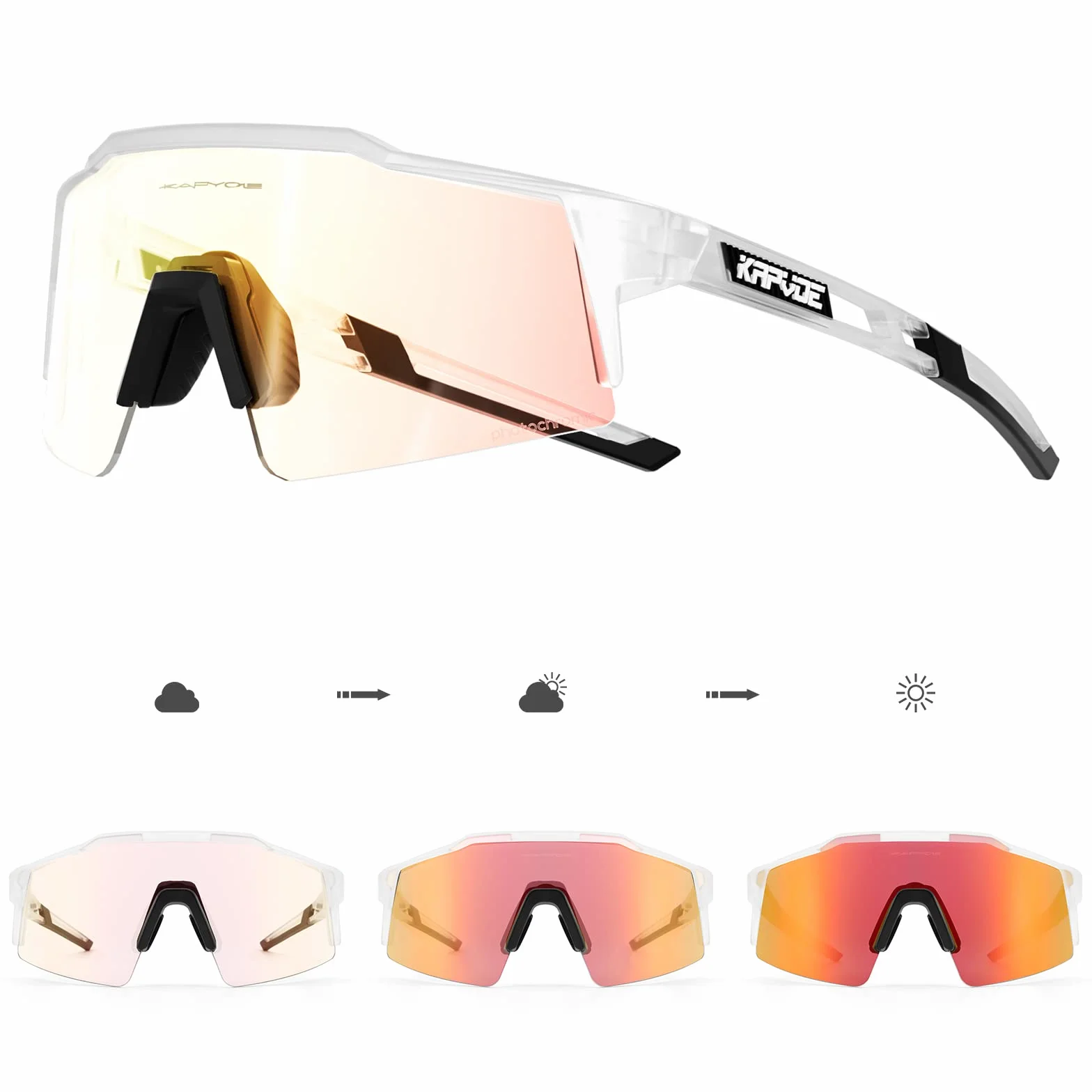 KAPVOE Gafas de Ciclismo Fotocromáticas TR90 K9023