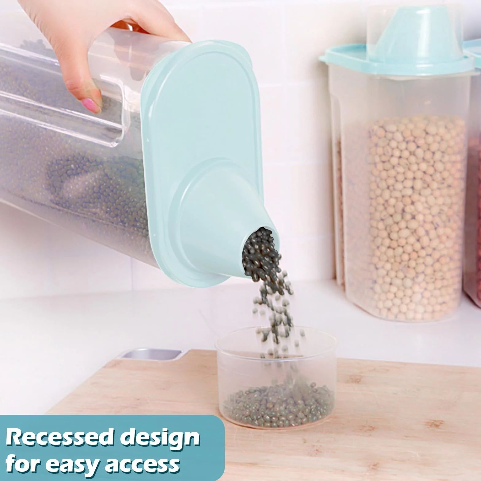 Dokeno 2PCS Contenedor Pienso 2,5 L, Contenedor Comida Perro con Vaso Medidor, Recipientes Herméticos para Comida para Perros, Envase de Plástico, para Cereales, Arroz, Perros, Gatos (26 * 15 * 8cm)