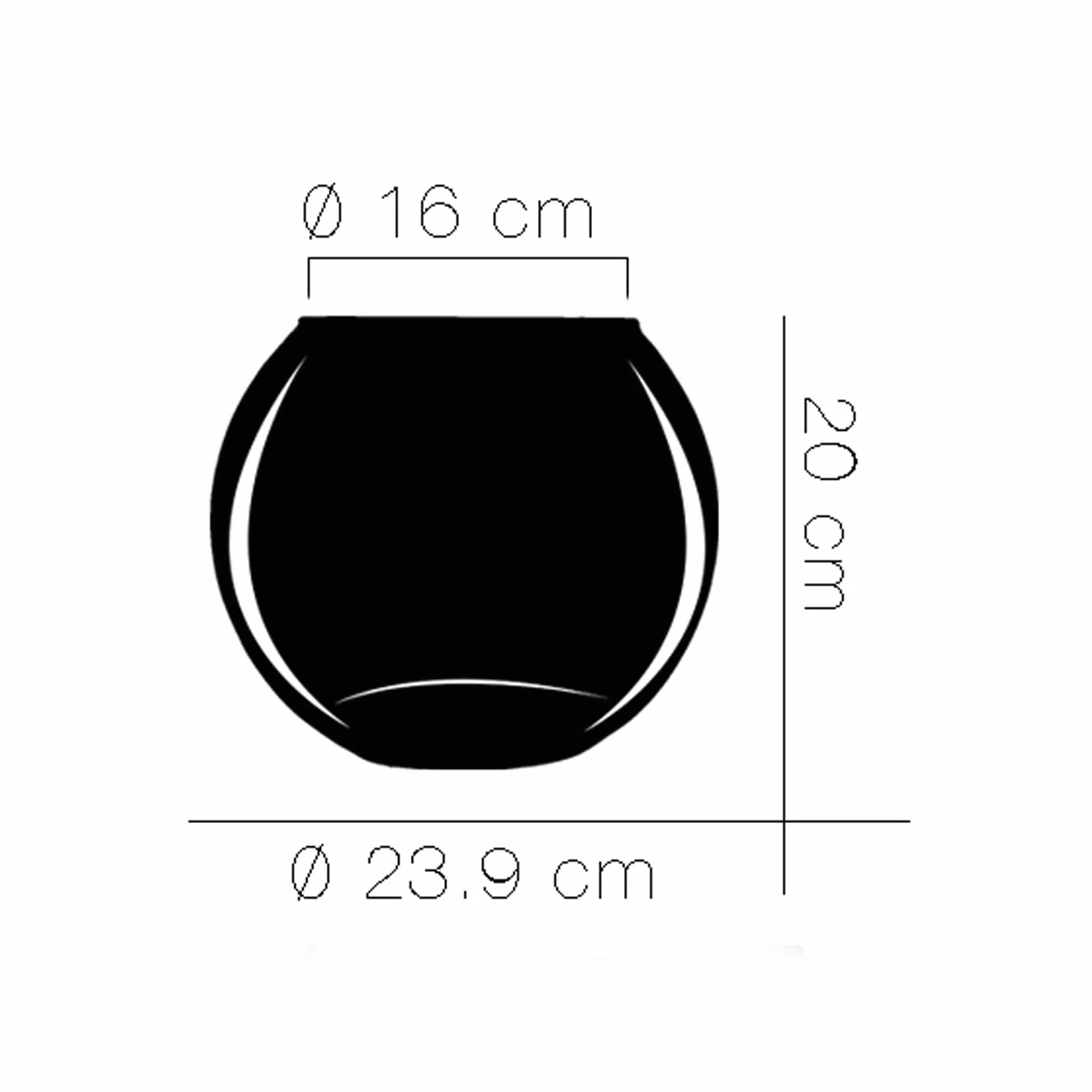 Florero o Pecera de Cristal, Acuario para Peces o Flores - Diámetro 23.9 x Altura 20 cm. -JUANIO-