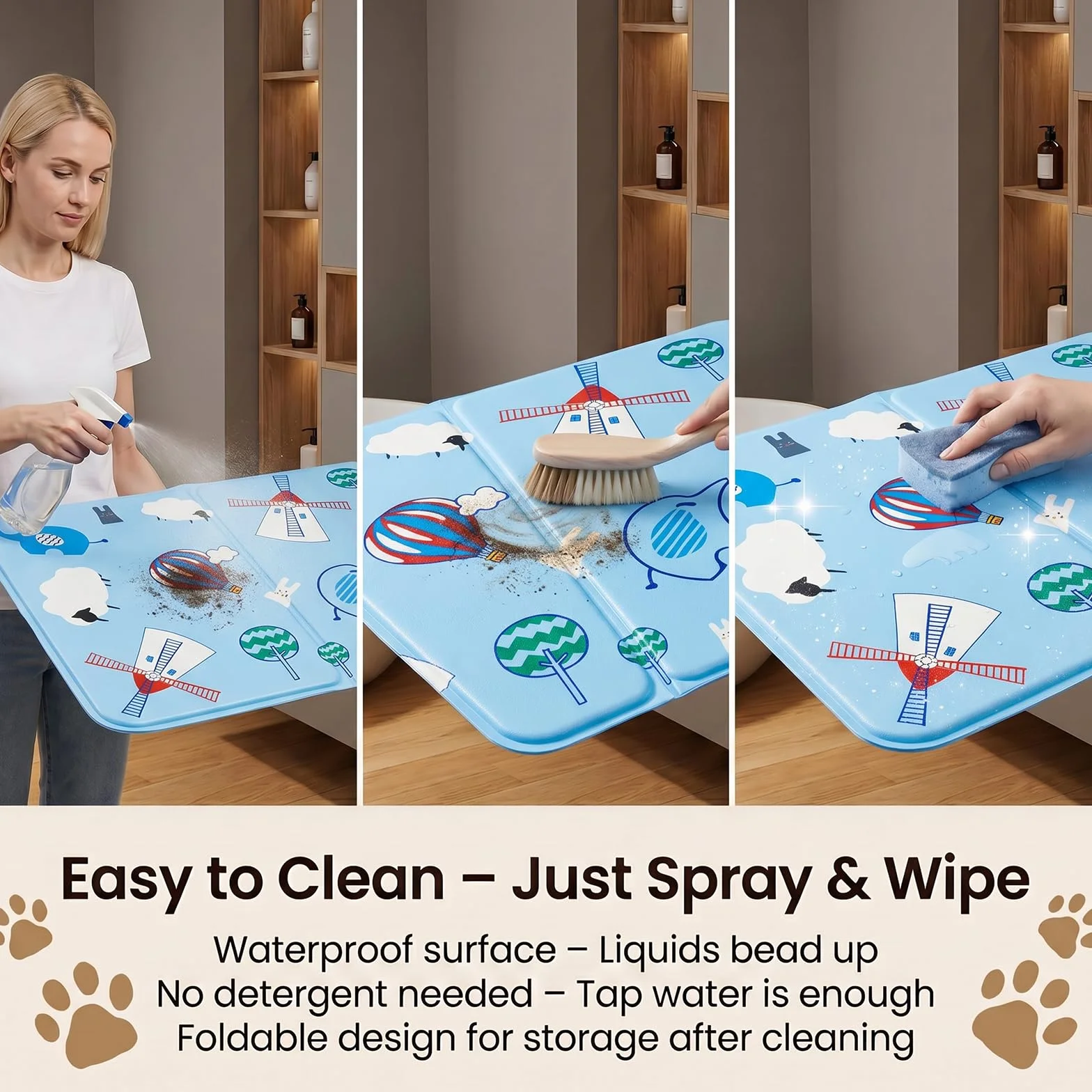 Alfombra Refrescante para Perro Gato,Mascotas Alfombrilla Autoenfriante,Camas refrescante para Mascotas,Prueba de Arañazos/Impermeable/Antideslizante,para en Verano,40x50cm, M, Azul