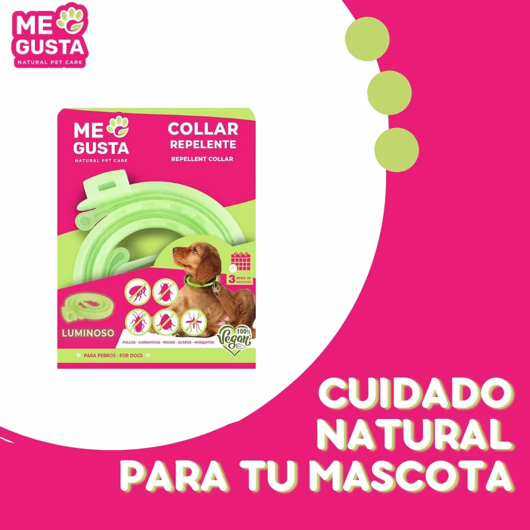 ME Gusta Collar Luminiscente Repelente para Gatos con Geraniol | Repele Todo Tipo de Insectos | Fragancia Cítrica | 30 cm