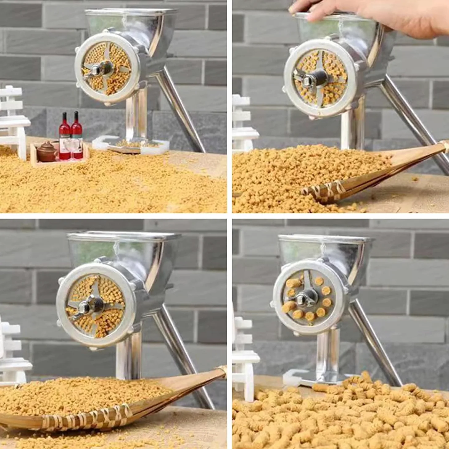 Máquina manual de pellets de alimentos para mascotas con múltiples moldes para piensos caseros de peces, pájaros, gatos y perros