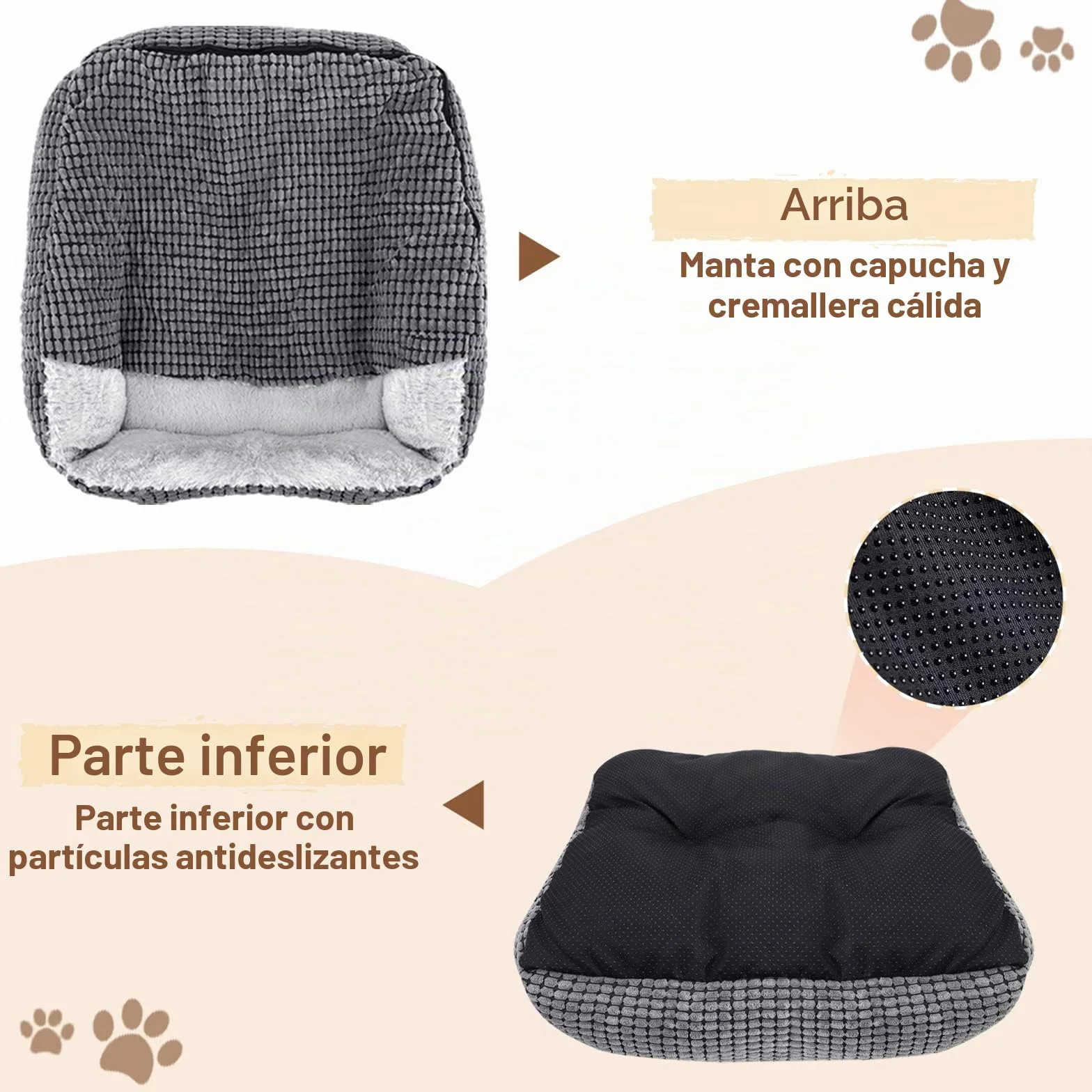 JOEJOY Cama para perros de tamaño mediano, cesta para perros con manta extraíble, cama para perros de pana mullida, lavable, antideslizante, sofá para perros con borde alto, cabe hasta 14 kg mascotas