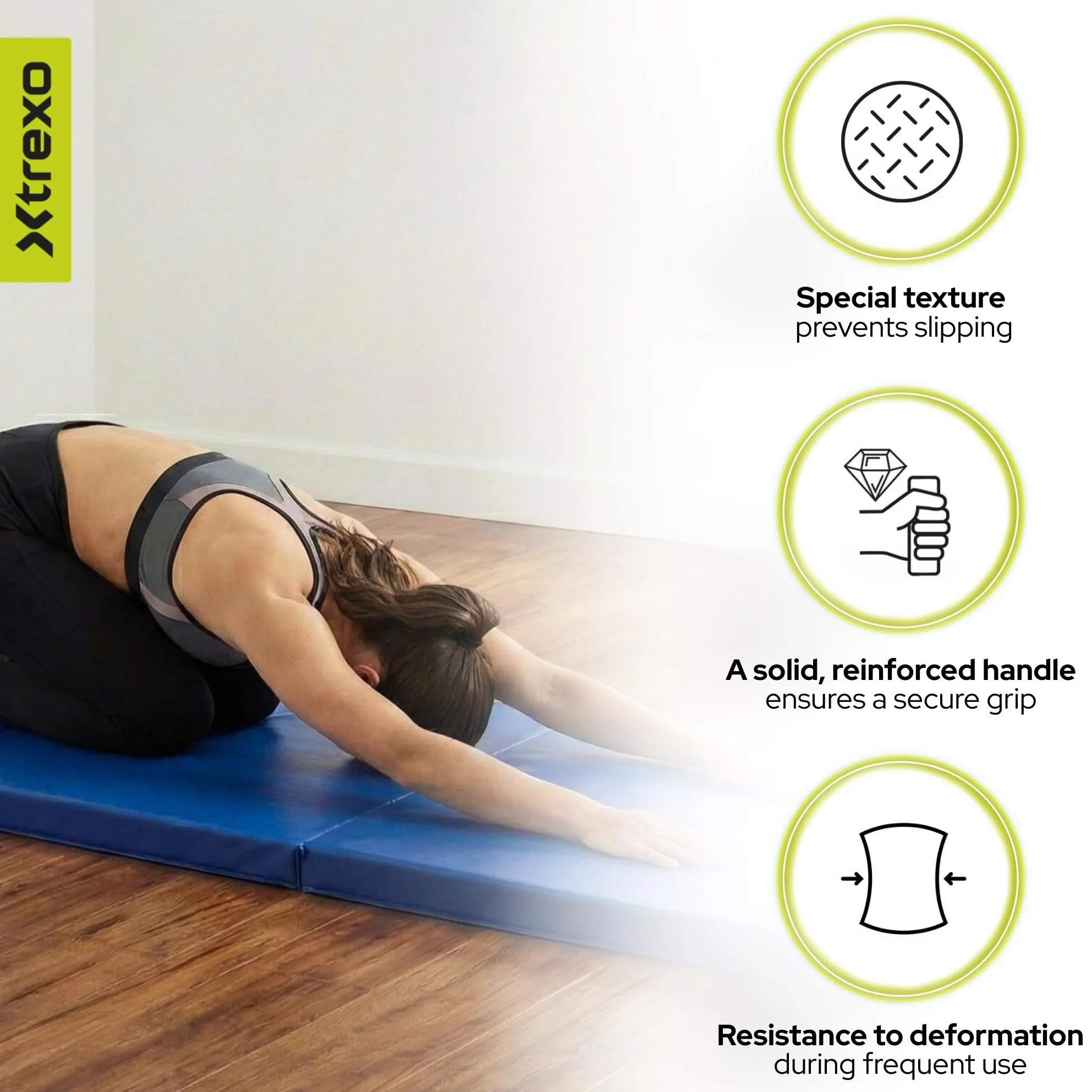 XTREXO Colchón de gimnasia plegable 180x60x5 cm 3 piezas funda de piel ecológica espuma de polietileno