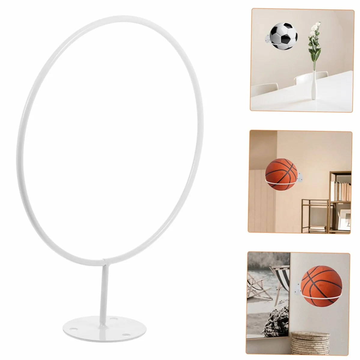 Soporte Multifuncional de Pared para Balones de Fútbol y Voleibol Paquete de 4 Hierro Blanco