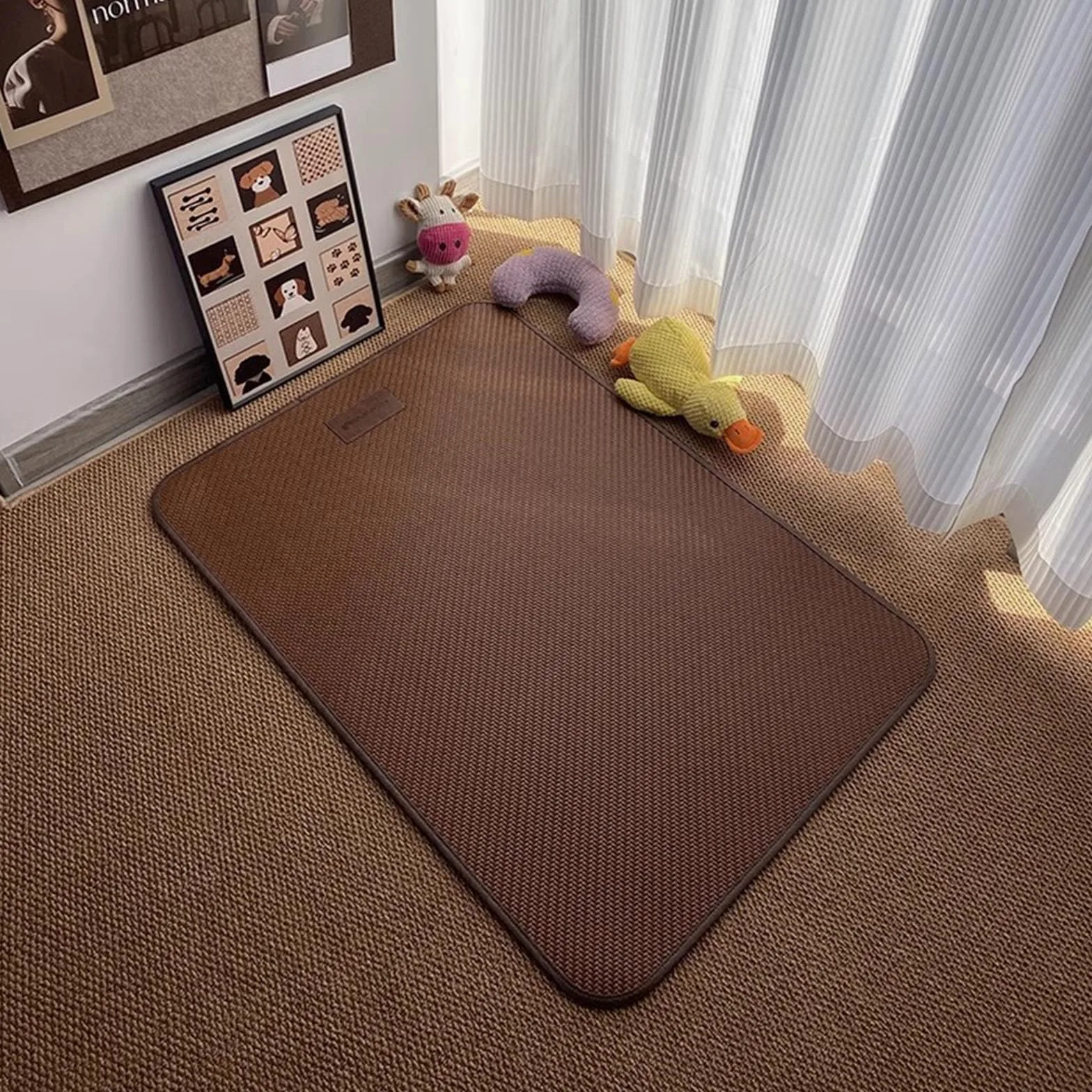 Alfombrilla Refrescante for Mascotas, Manta Refrescante Perro, Colchoneta Perro, Antimordeduras(Brown,60x50cm)