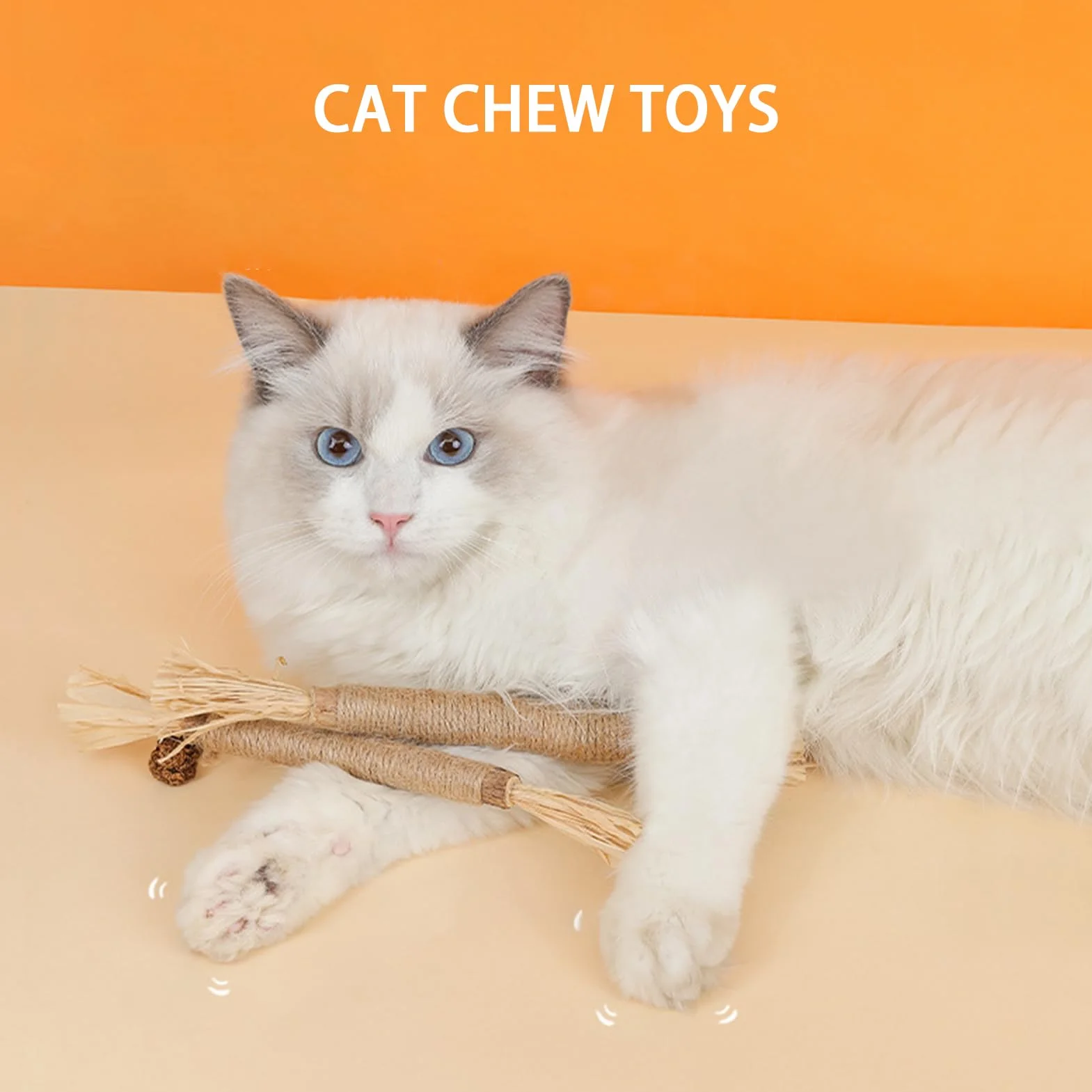 4 Piezas Masticar Palos Gato,Palitos de Hierba Gatera,Palitos para Masticar Gato Juguete,Cuidado Dental,para Limpia los Dientes Juguetes del Catnip
