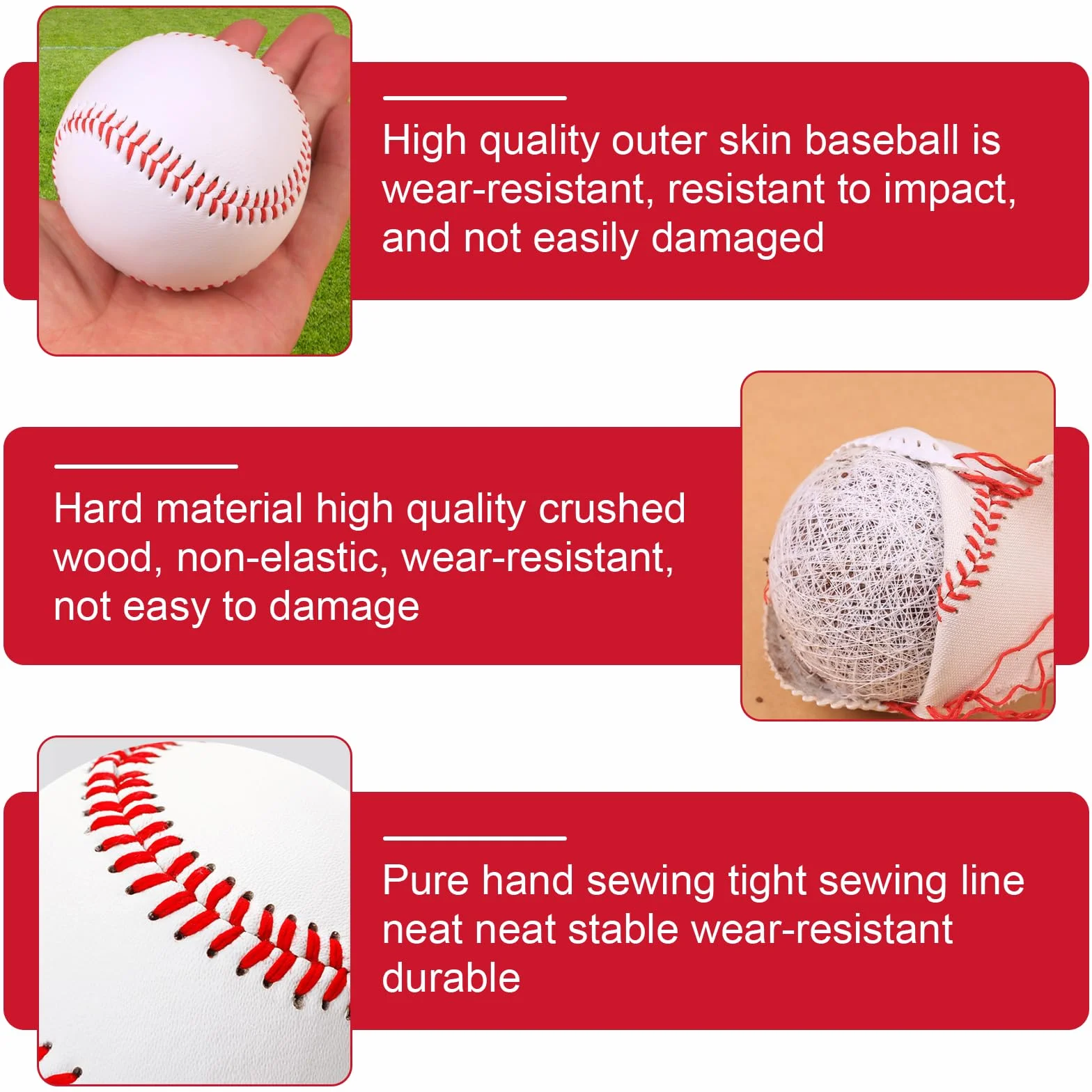 Pelotas de béisbol profesional cosidas a mano 9 pulgadas para adultos y jóvenes