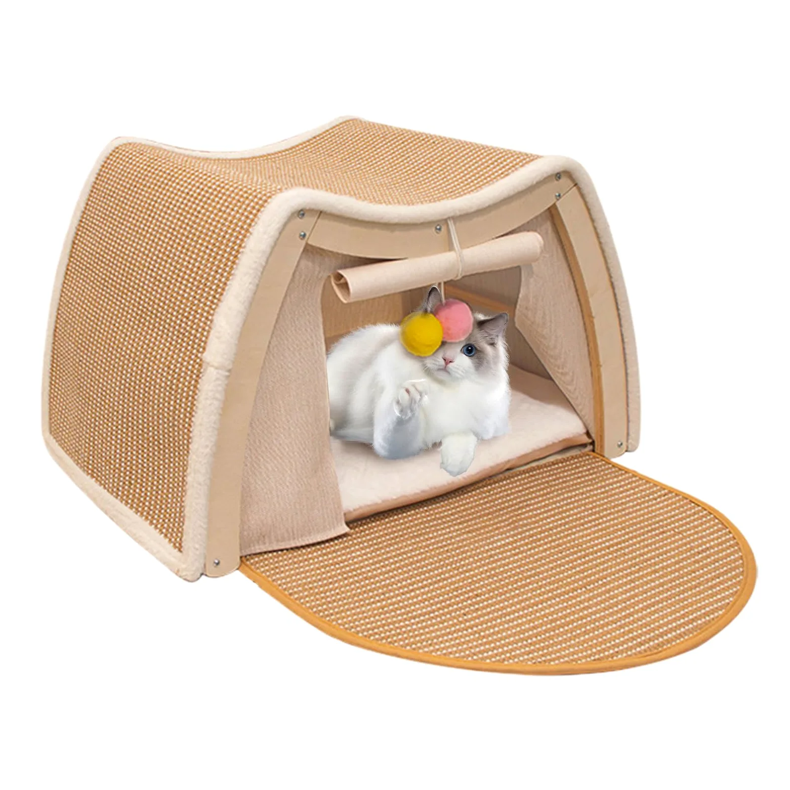 Cama Tienda para Gatos Casa para Gatitos con Rascador de Sisal | Cama Cueva para Gatos para Interior en Invierno Sala Dormitorio Suelo