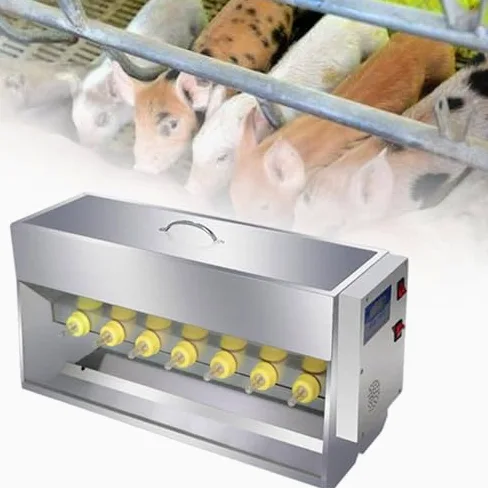 Alimentador automático de biberones con base de acero inoxidable, ideal para el cuidado de lechones y corderos