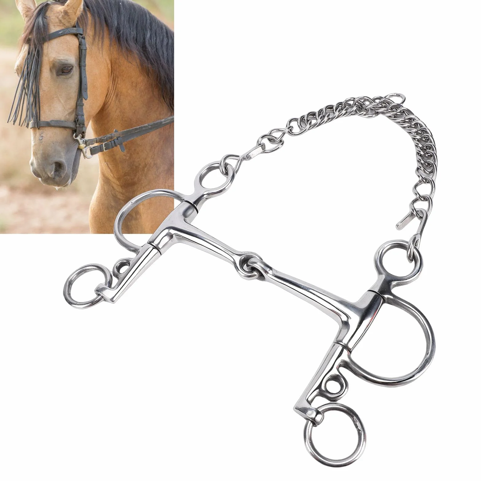 Tnfeeon Pelham Pray Horse, Freno Pelham Pesado para Caballo Cómodo y Práctico, Acero Inoxidable Apto para Caballos