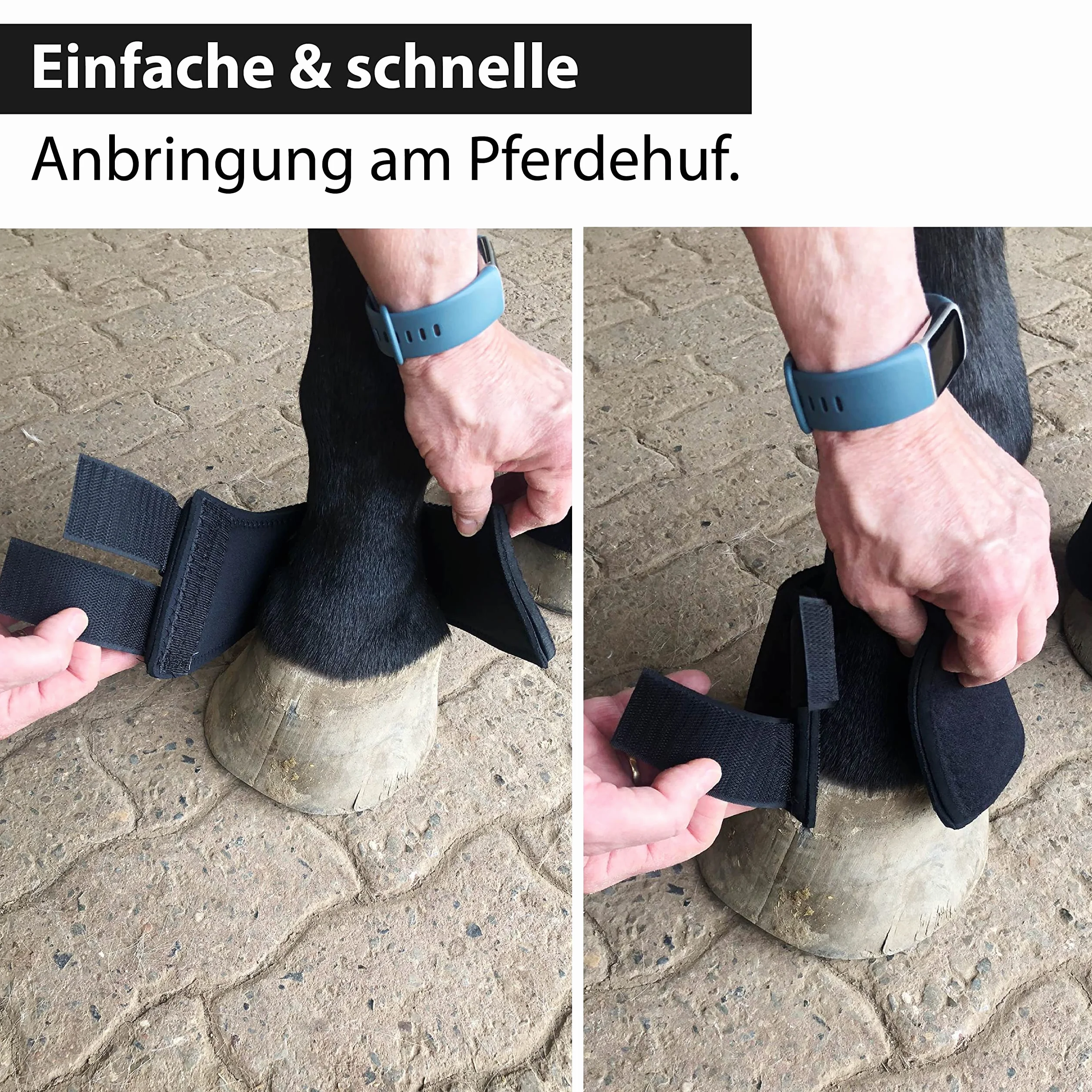 Campanas para caballos, ponis | sangre caliente y sangre fría | negro | neopreno campanas de saltar S-XL | protección de pezuñas para montar a caballo, saltar terreno (XL (negro))