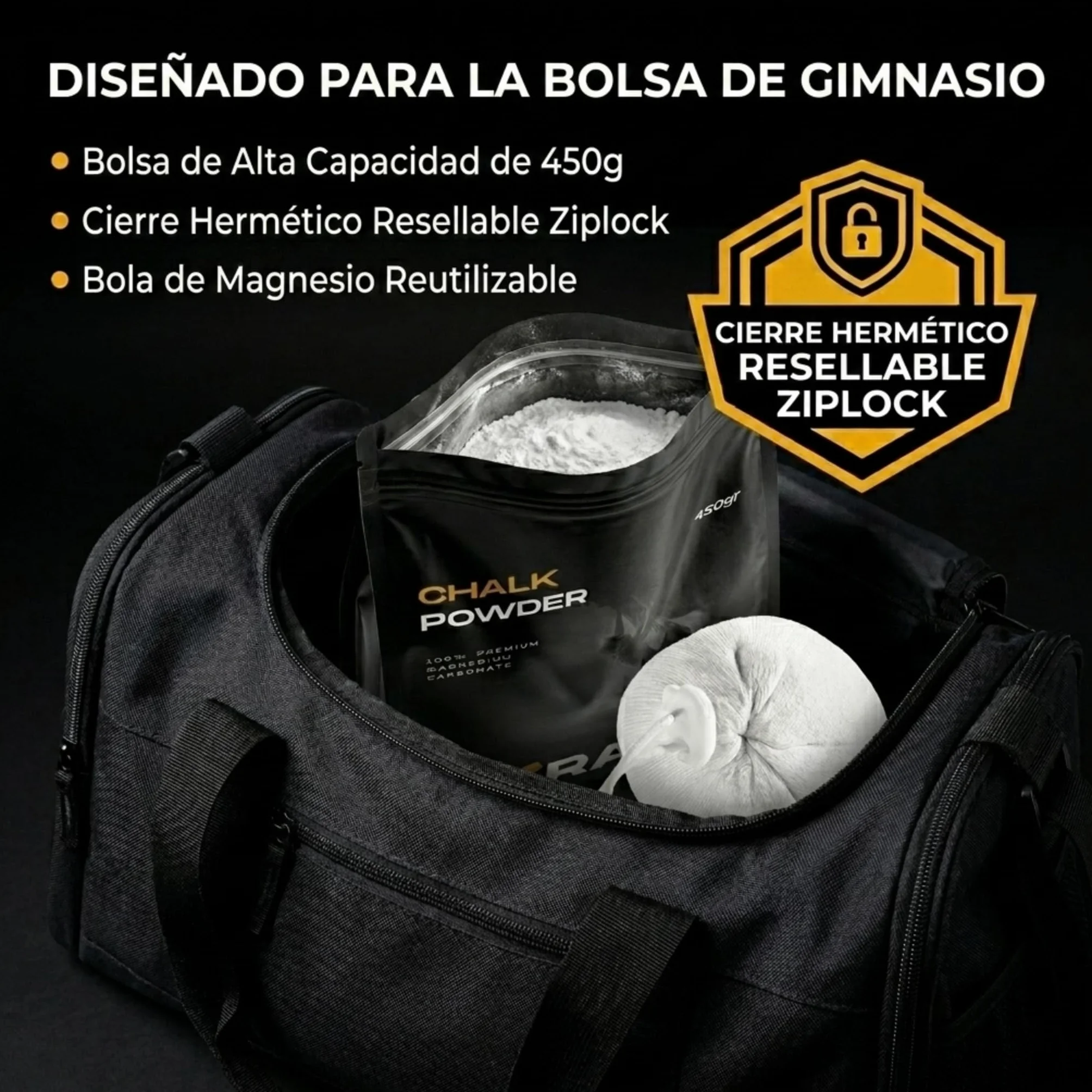 Magnesio en Polvo para Escalada con Bola de Magnesio | Agarre Antideslizante para Gimnasio y Pesas