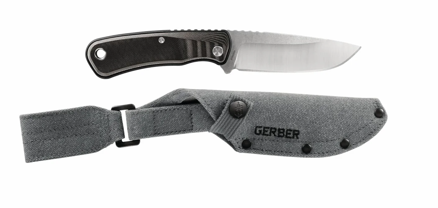 Gerber Cuchillo de supervivencia con funda Downwind Fixed DP, 10,8 cm, G10/7Cr17MoV, Negro