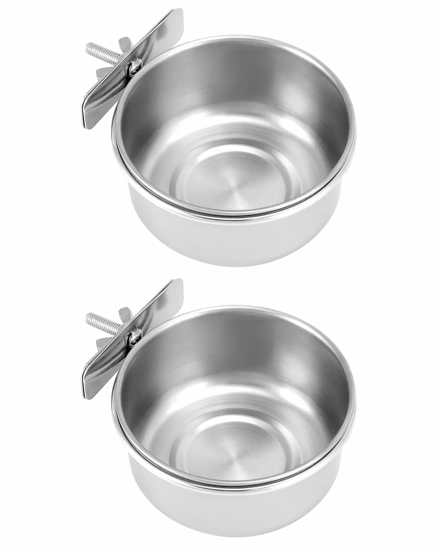 QWORK® Juego de 2 Cuencos Pájaros Jaula, Comedero Pajaros de Acero Inoxidable, Accesorios para Loros y Mascotas Pequeñas (10X4,5 cm)
