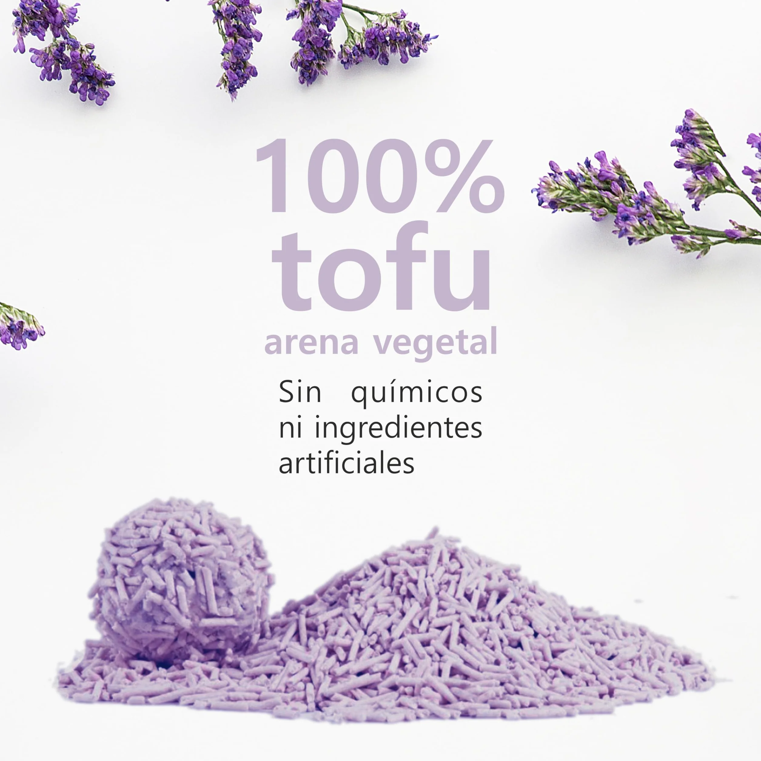 Arena de Tofu para Gatos (18L/7,5Kg) - Natural y Biodegradable - Aglomerante Instantáneo, Bajo en Polvo, Control de Olores Duradero, Ultra Absorbente, Desechable en el Inodoro (Lavanda)