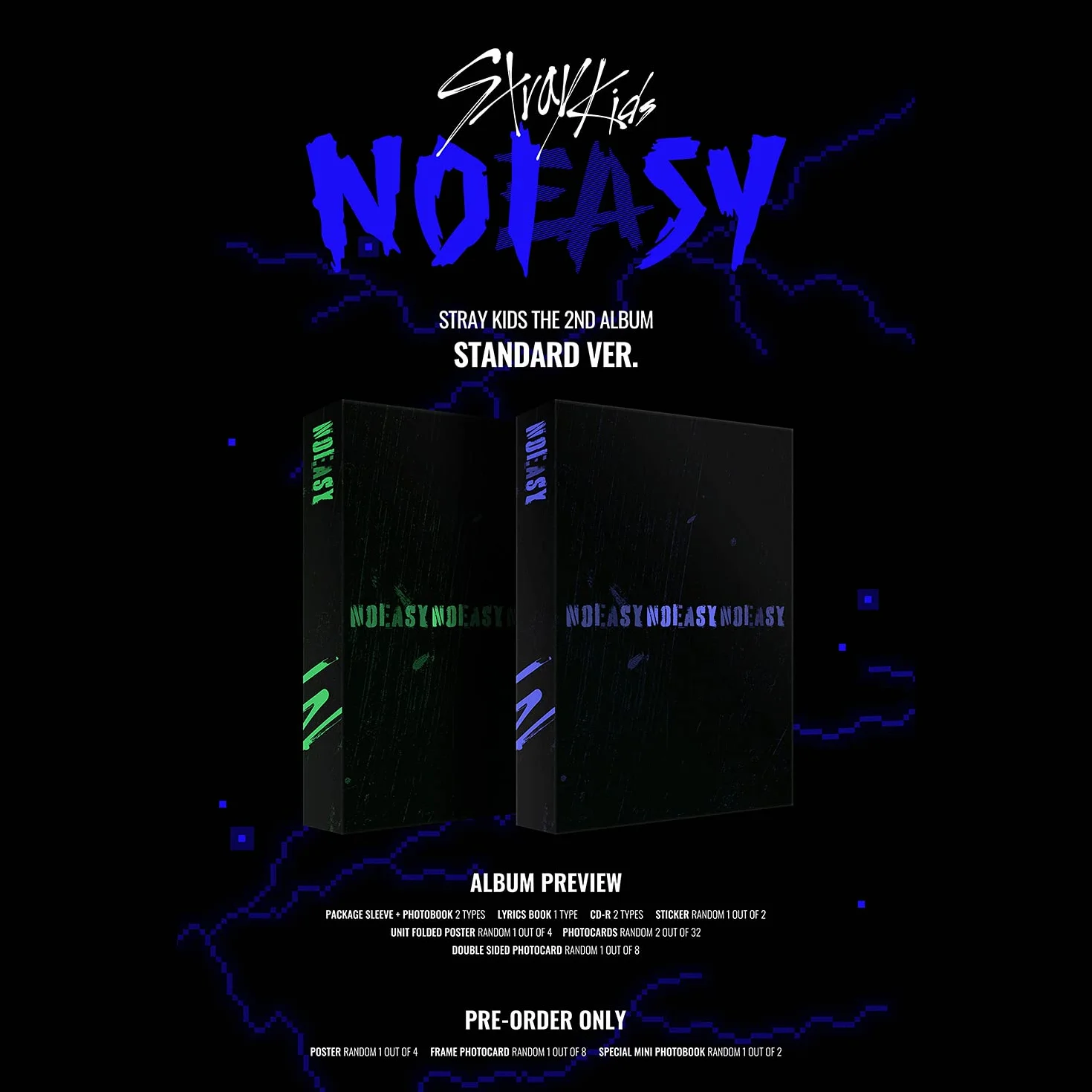 STRAY KIDS THE 2ND ALBUM NOEASY Standard ver. A Type Photobook CD Sticker Poster Photocards