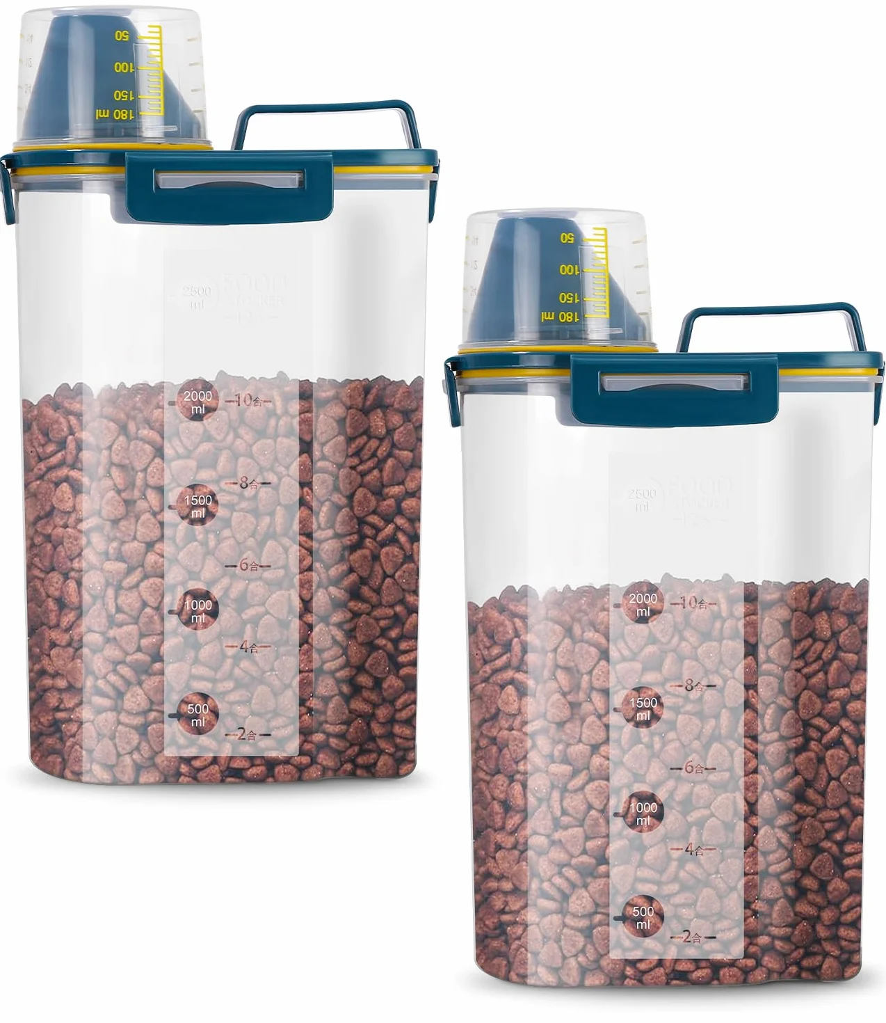 jutyum 2 tarros de almacenamiento de 3 l, almacenamiento de detergente, organizador de cocina, caja de almacenamiento de polvo de lavado, almacenamiento de comida para perros, caja de almacenamiento
