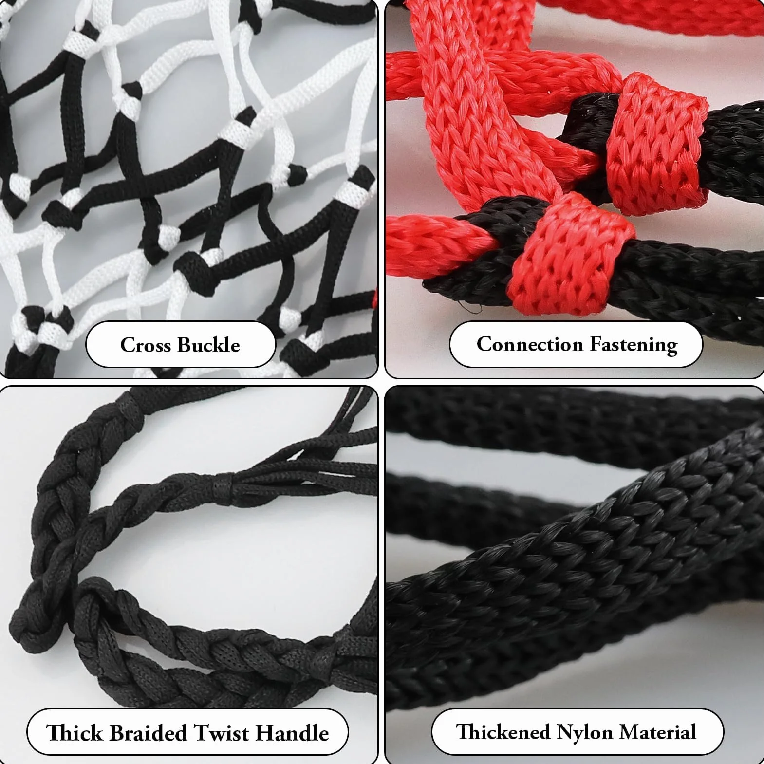 Bolsas de malla para baloncesto, red portátil para pelotas, resistente, negro/rojo+negro blanco