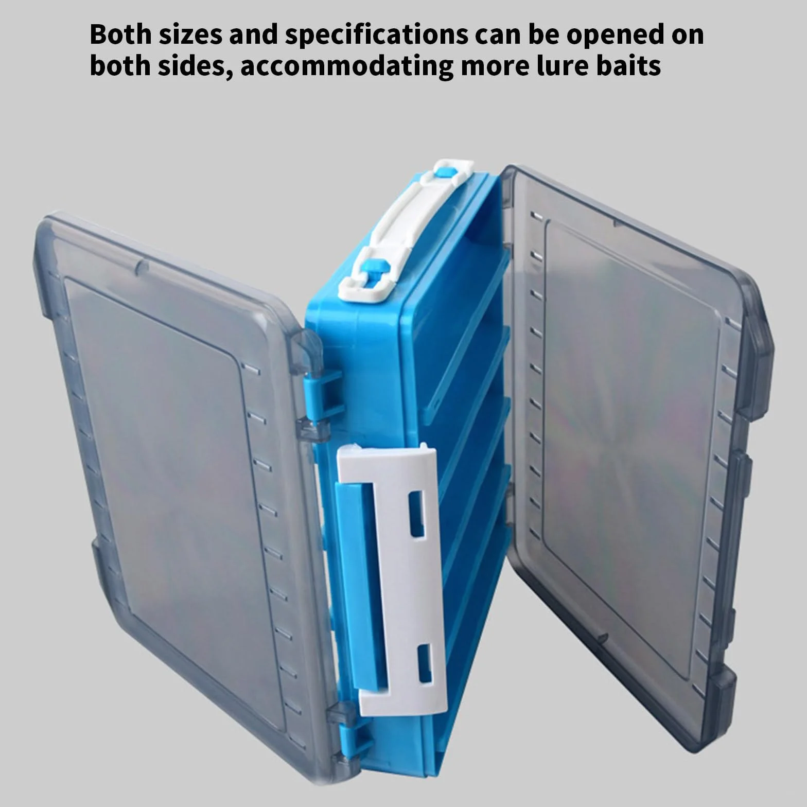 Caja de aparejos de doble cara para transportar señuelos de pesca transparentes, caja de almacenamiento, organizadores de aparejos de pesca, herramienta impermeable