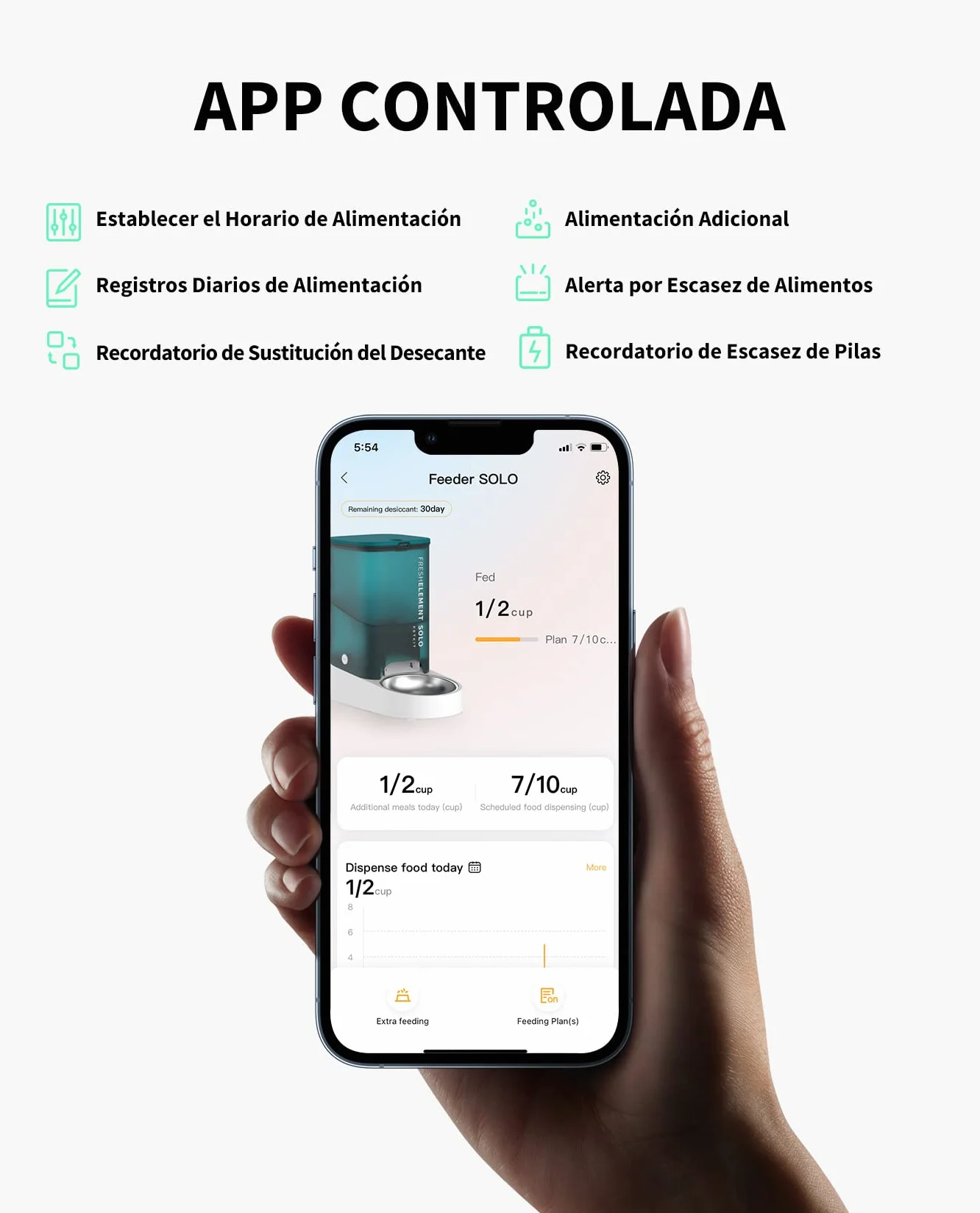 PETKIT Comedero Gato Automatico, 2.4G WiFi, 3L Dispensador Comida Gatos/Perros, Control de App, 1-10 Comidas al Día, Liofilizados Compatibles, Cubeta de Acero Inoxidable, Cable USB (Blanco Leche)