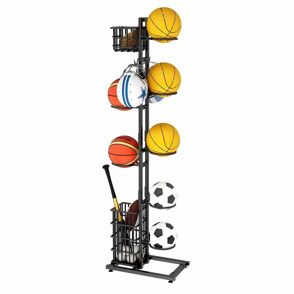 Estantería para almacenamiento de pelotas, soporte extraíble para baloncesto y fútbol, organizador de equipos deportivos