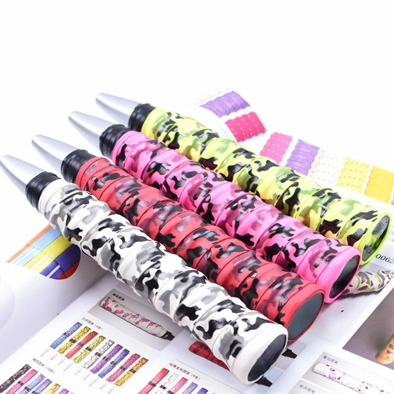 Baseball Bat Grips 0.8mm Camouflage Grip Tape Replacement for Baseball Tennis Badminton Racquet - White