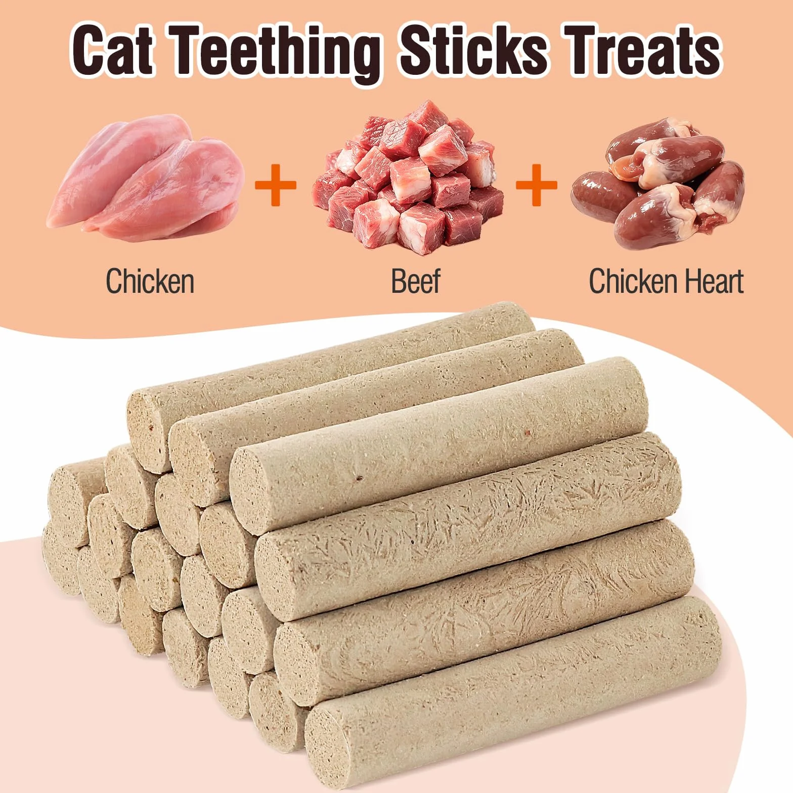Snack Liofilizado de Pollo para Gatos, Carne de Vacuno Crujientes Snack para Gato Perros, Golosinas para Gatos Icas en Proteínas