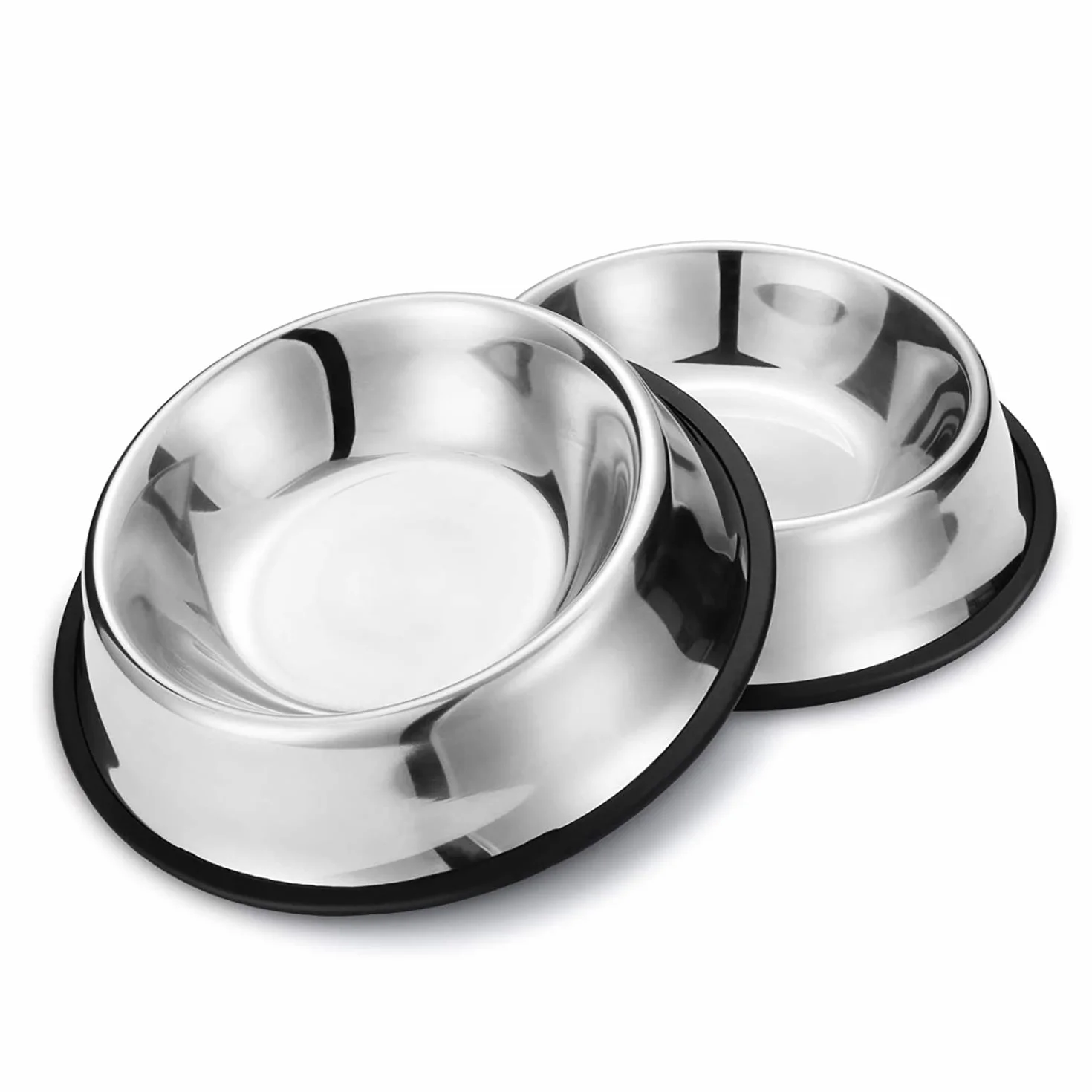 Nobleza - 2 Unidades Cuenco para Perros de Acero Inoxidable， Perros Antideslizante Tazón， Cuenco para Mascotas De Acero Inoxidable con Base De Goma Antideslizante para Perros Medianos/Grandes 22.5 CM