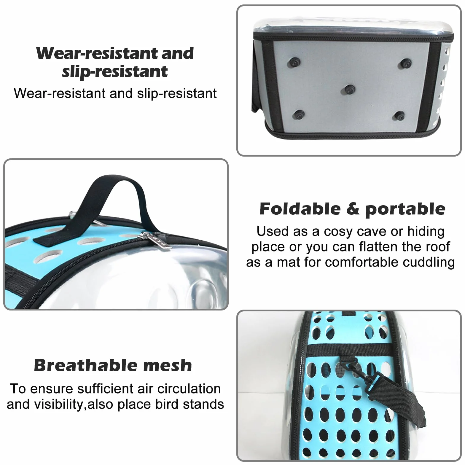 Transportín para conejos y animales pequeños, plegable, para cobayas, conejos, gatos, pájaros, portátil, con ventilación y bolsillos laterales