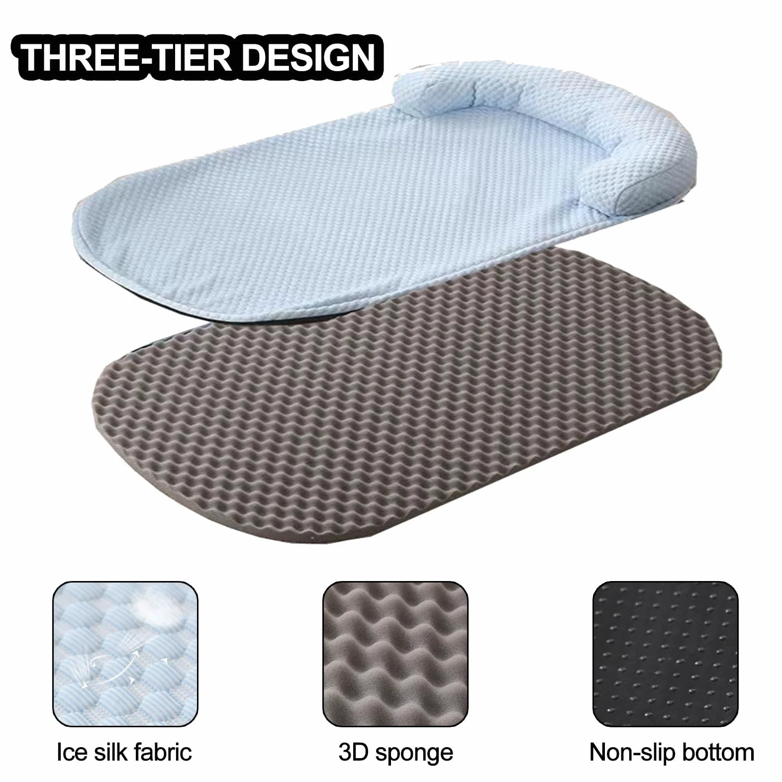 Manta Refrescante Perro con Almohada, Extraíble for Limpieza, Base Antideslizante(Green,80x60cm)