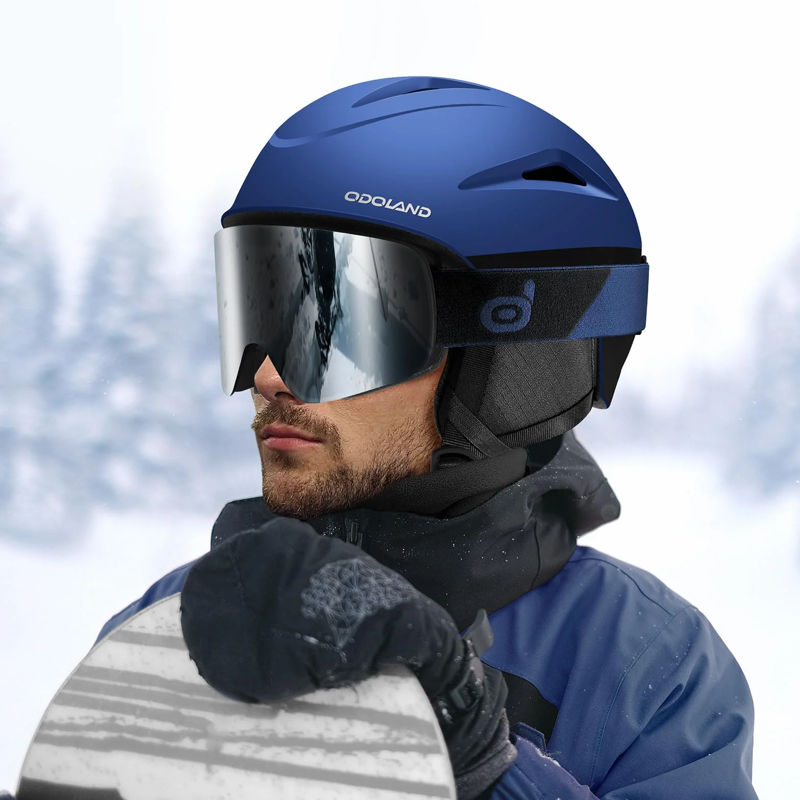 Odoland Casco Esquí con Gafas, Deportes Invierno 10 Orificios Ventilación Forro Extraíble Tamaño Ajustable