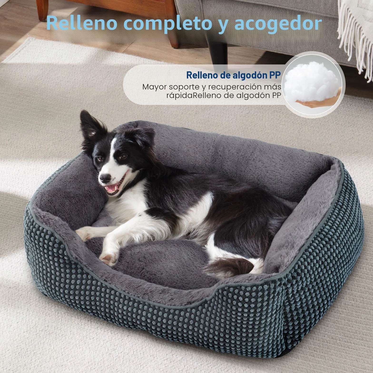 FURTIME Cama Perro, Cama Perros Grande Lavable Esponjosa, Camas Perros Antideslizante Antiansiedad, 89x63x23cm