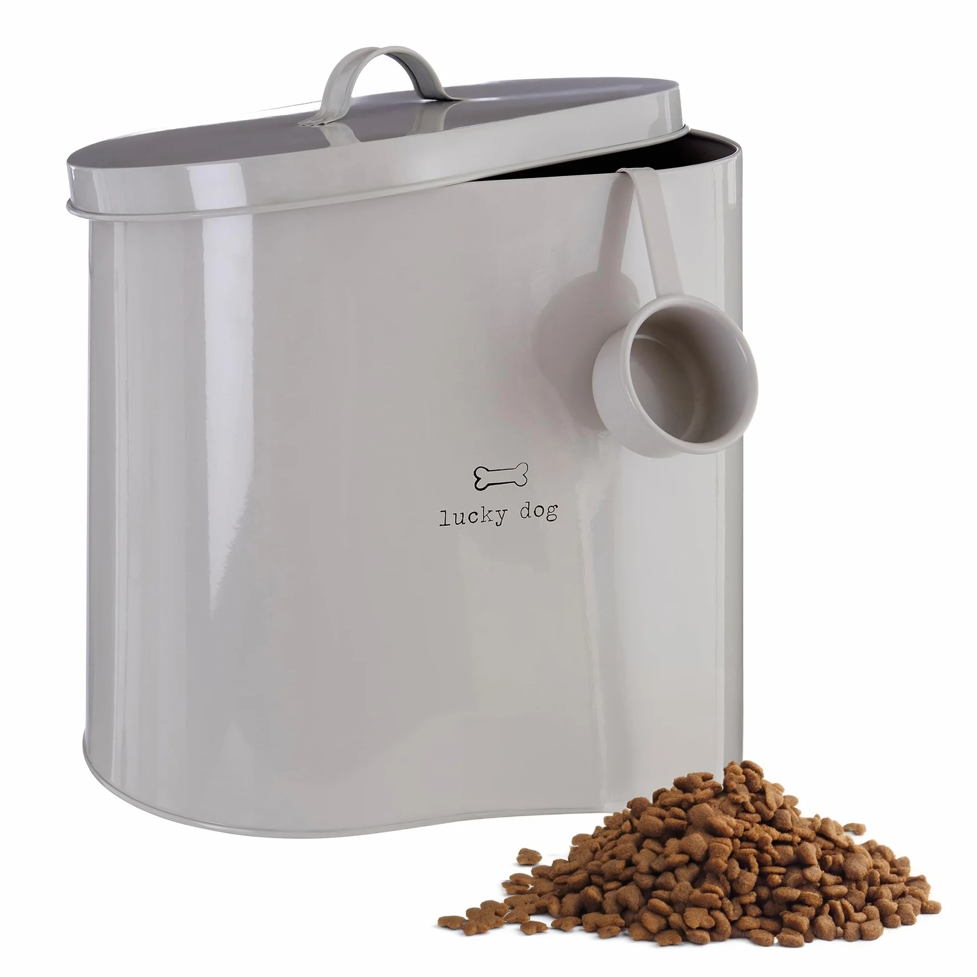 Premier Housewares Ltd 0507524 - Adore Pets 6.5 Litro Bote para conservar Alimentos con Cuchara, Lucky Dog, Color Natural, 20 x 30 x 29 cm