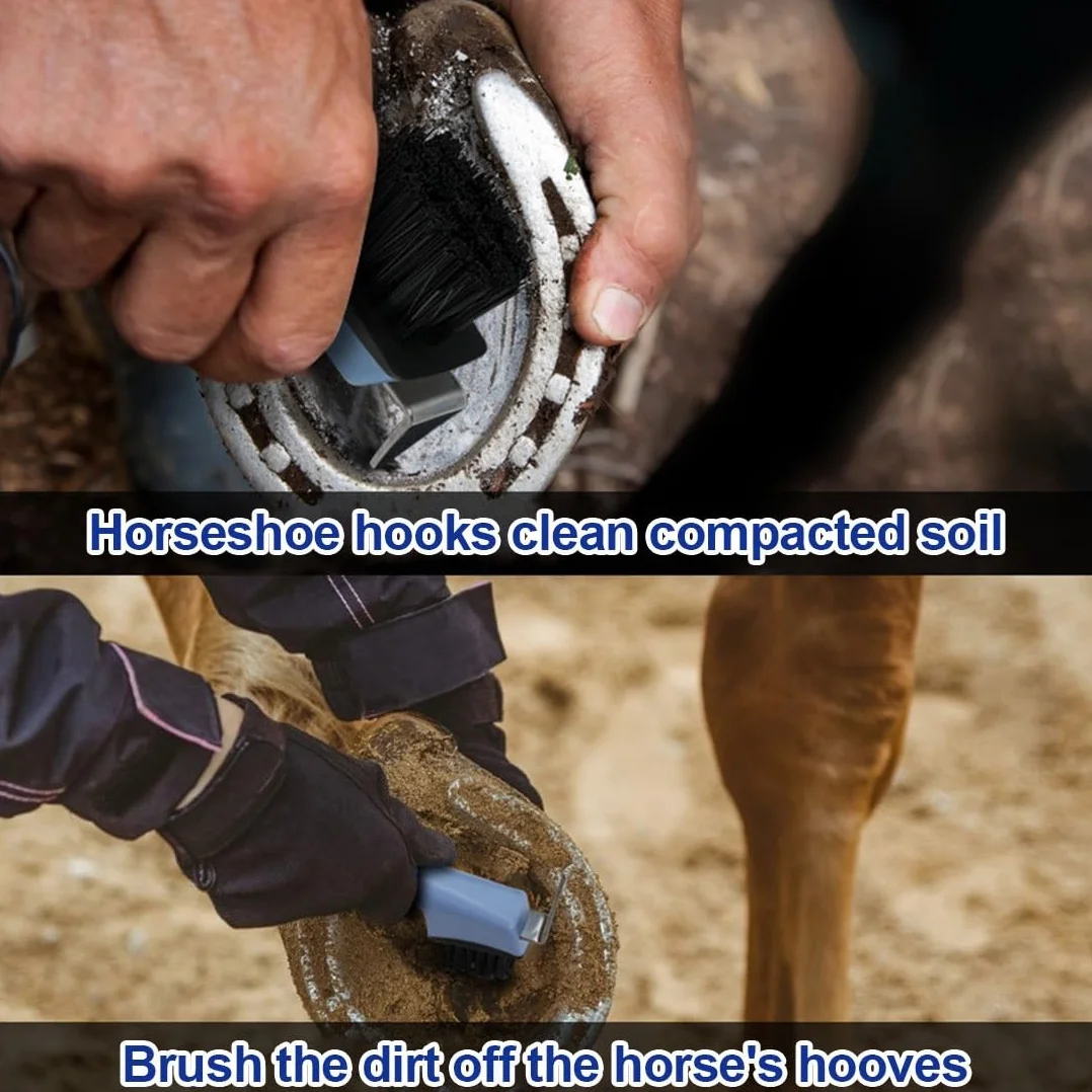2Pcs Cuidado de los Cascos del caballo 2 Raspadores de Pezuñas con Cepillo 2 en 1, Accesorios para el Cuidado de Caballos, Adecuados para Limpiar Pezuñas y Cuidar Pezuñas Suministros De Limpieza