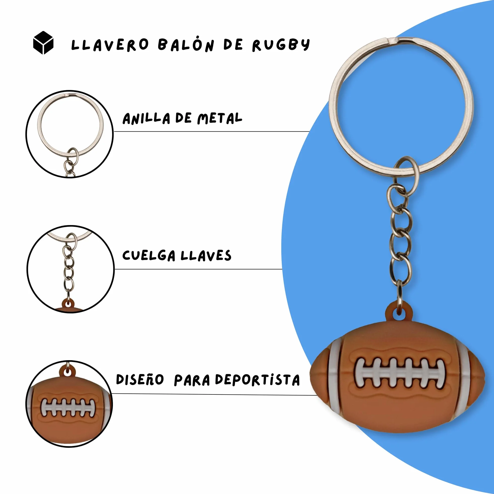 AUTOZOCO Llavero plástico pelota de fútbol americano 10 cm