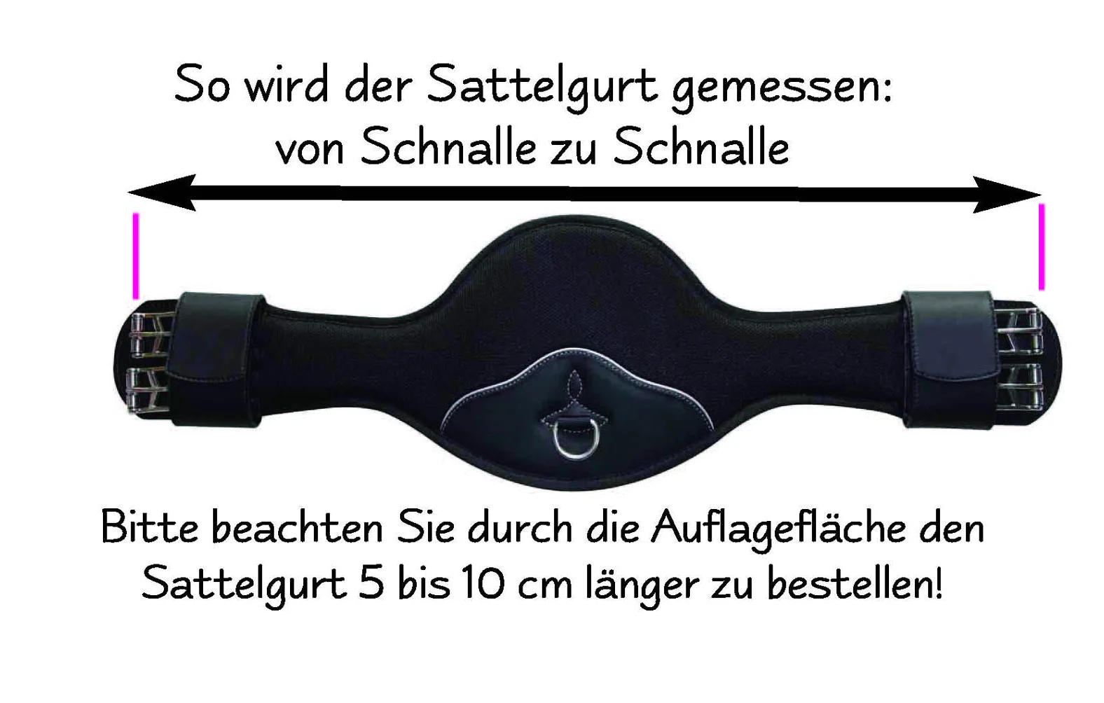 Sillín correa | corta Butterfly Longitud 60 cm| – Cinturón antirozaduras Rainer transpirable Memo Foam antideslizante suave acolchado negro Top calidad | Dressage Saddle Girth – Sliding – Breathable
