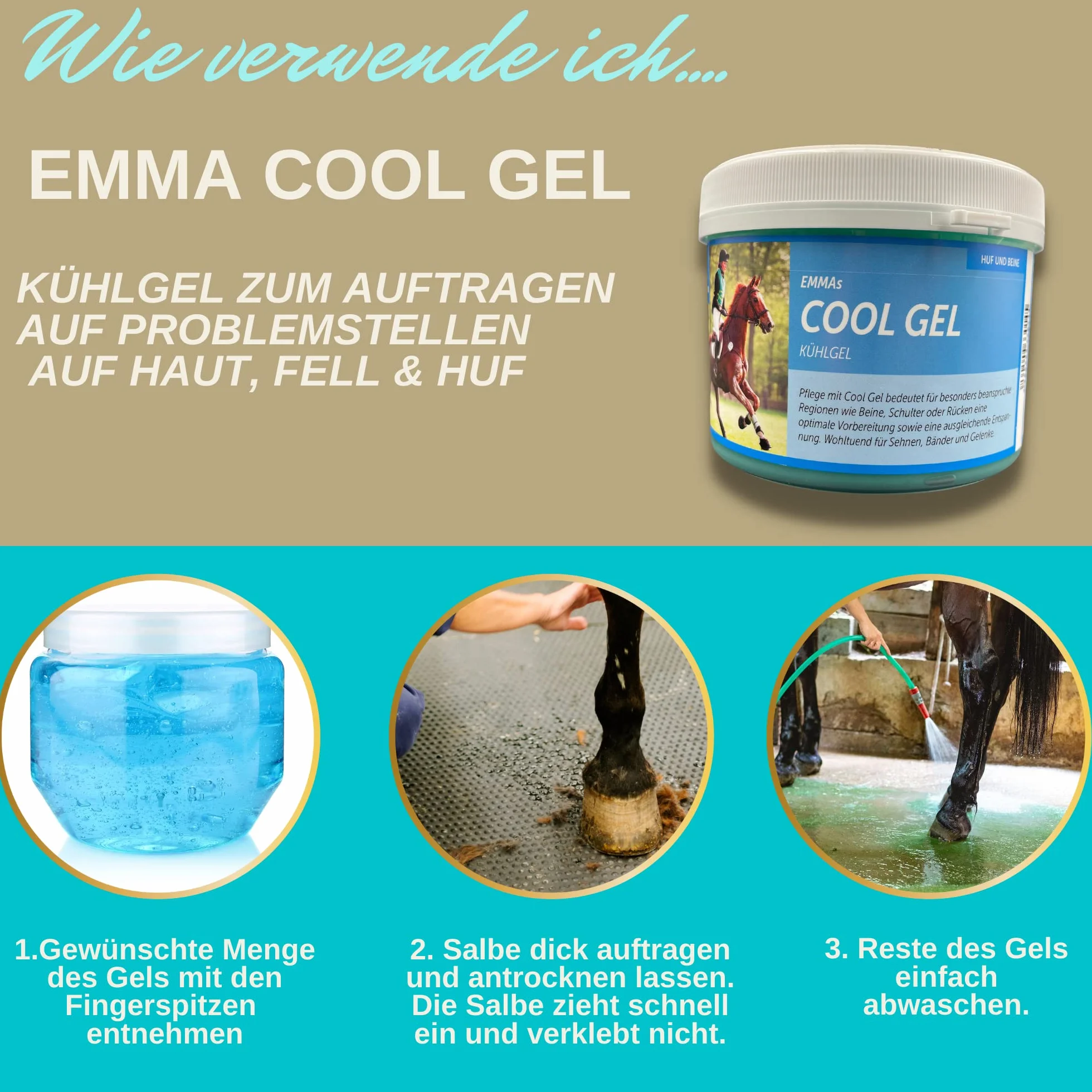 EMMA Bálsamo para Caballos 1000ml Gel Refrescante con Pomada de Árnica Gel Extra Fuerte I Tendones, Ligamentos y Músculos I Pomada Refrescante I Pomada con Gel Crema de Árnica Masaje para Músculos