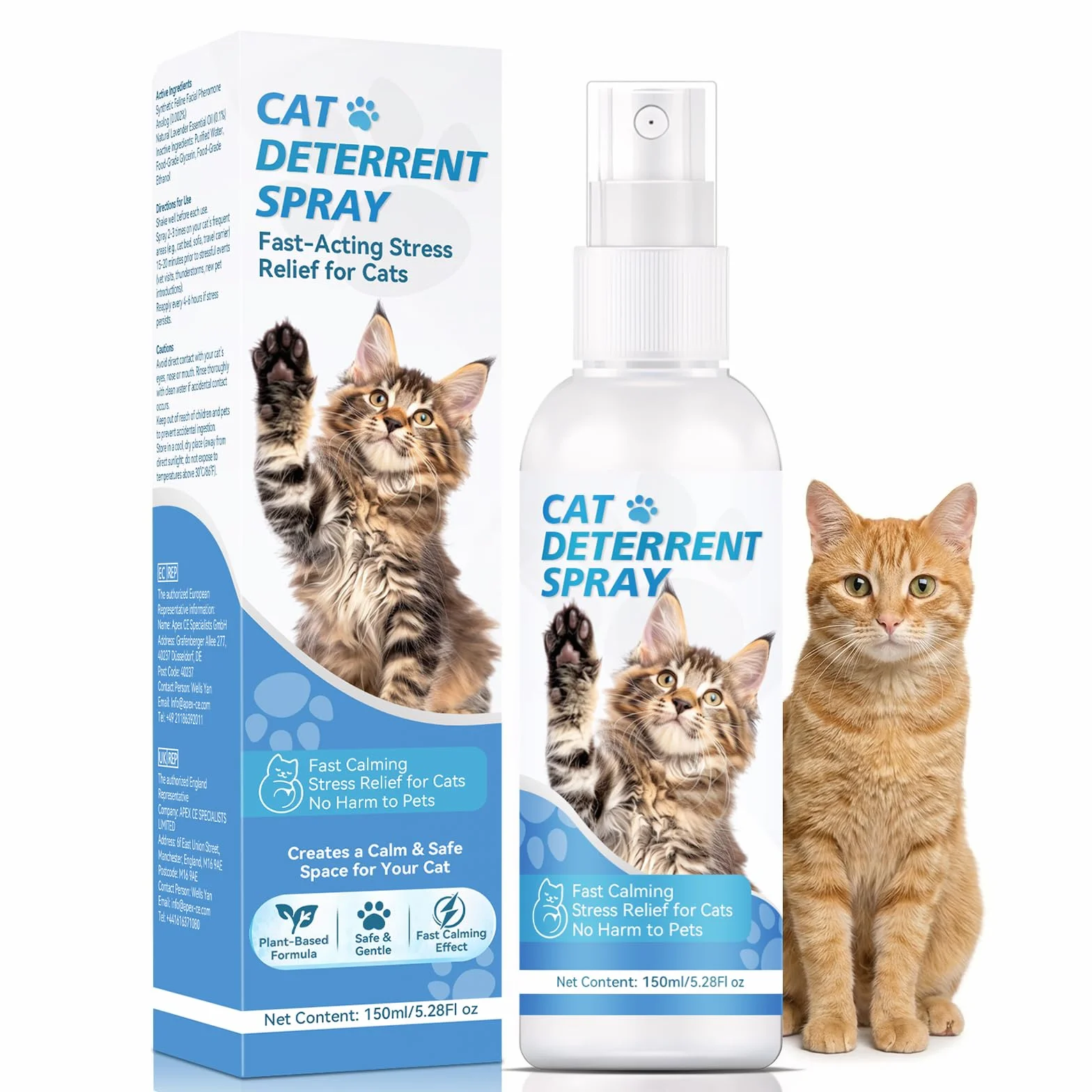 Spray repelente para gatos, Repelente para gatos y ahuyentador de gatos natural, Eficaz ahuyentador de gatos para interiores y exteriores, Spray que ahuyenta a gatos y protege muebles, jardín y sofá