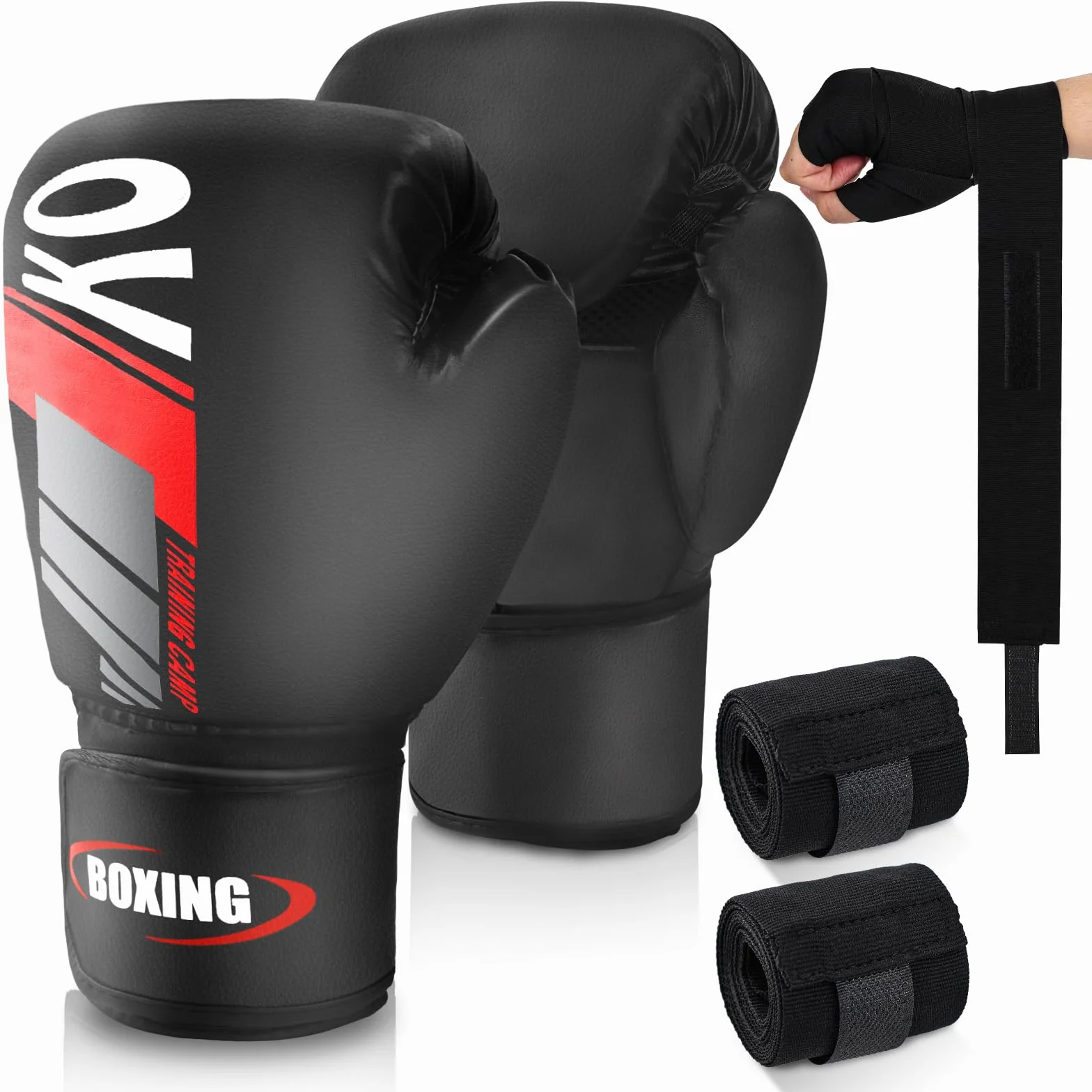 Guantes de Boxeo 14oz con Palma Ventilada para Kickboxing Muay Thai Entrenamiento Hombres Mujeres
