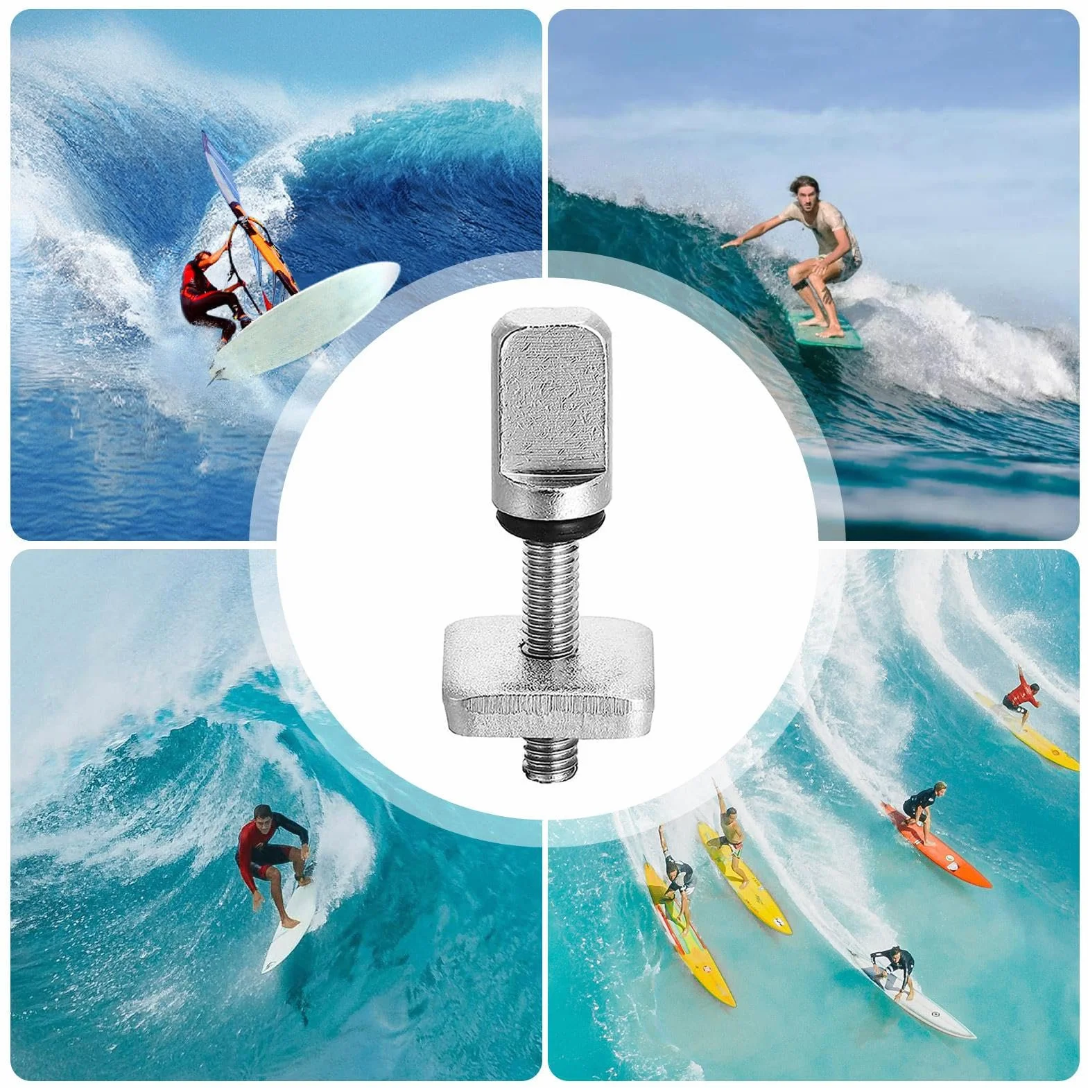Tornillos aletas para tabla de surf, adaptador aleta central, retráctil con anillo de goma