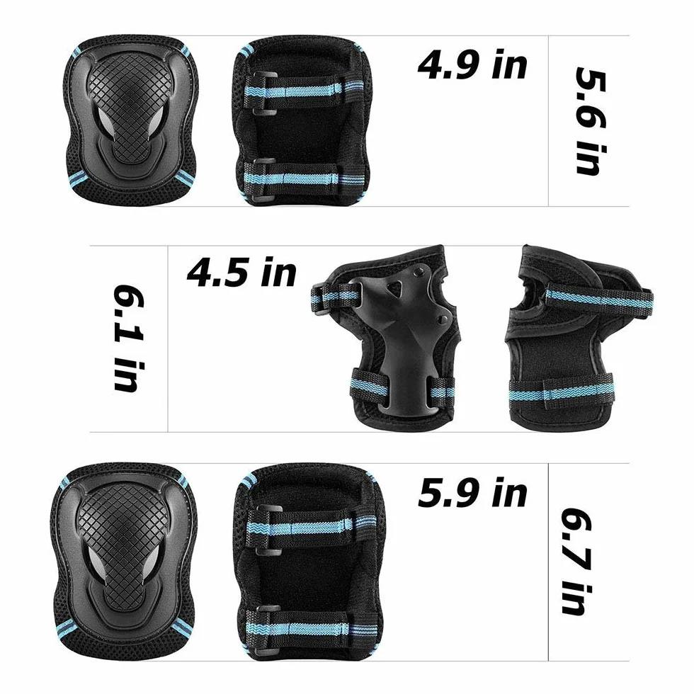 Protecciones Patinaje Infantil Set 6 Piezas Rodilleras Coderas Muñequeras para Patinaje Ciclismo Skate