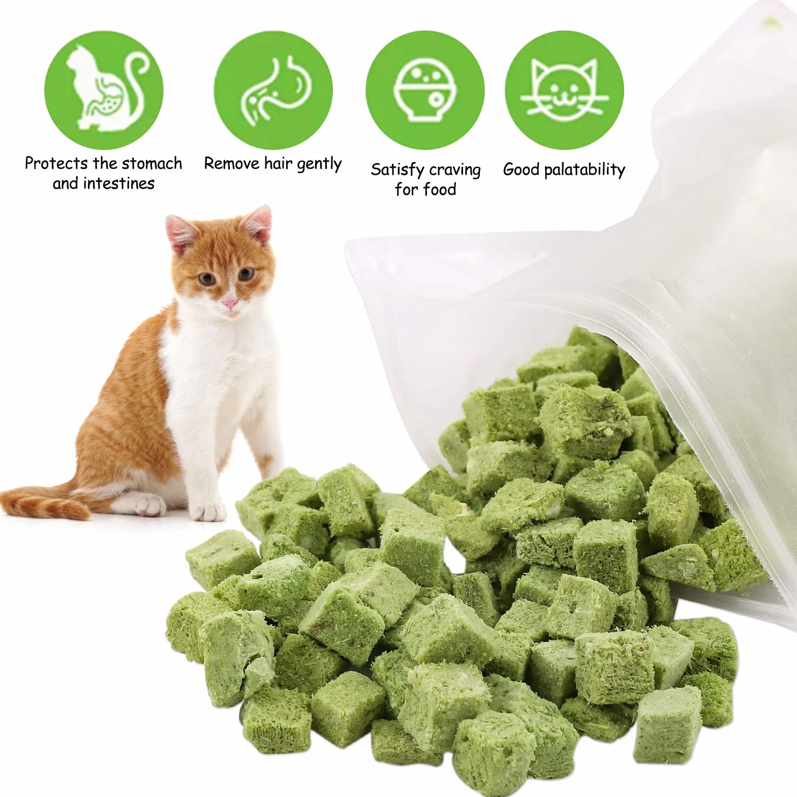 Snacks para Gatos, 60g Snack Liofilizado con Hierba Gatera para Limpiar los Dientes